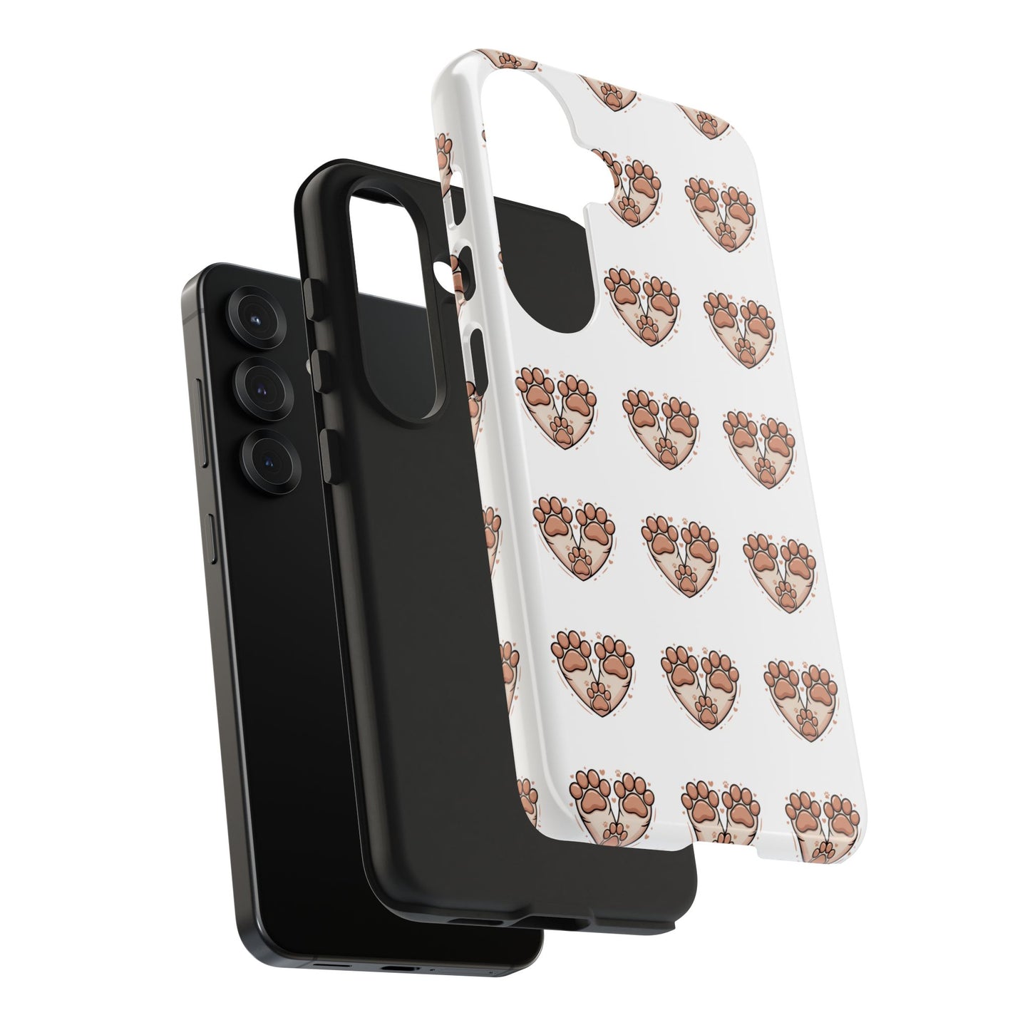 Paw Heart Tough Phone Case — Cute Cat & Dog Paw Print Pattern