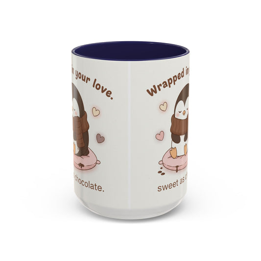 Penguin Wrapped in Your Love Accent Coffee Mug — Cute Romantic Penguin Gift (11/15 oz)