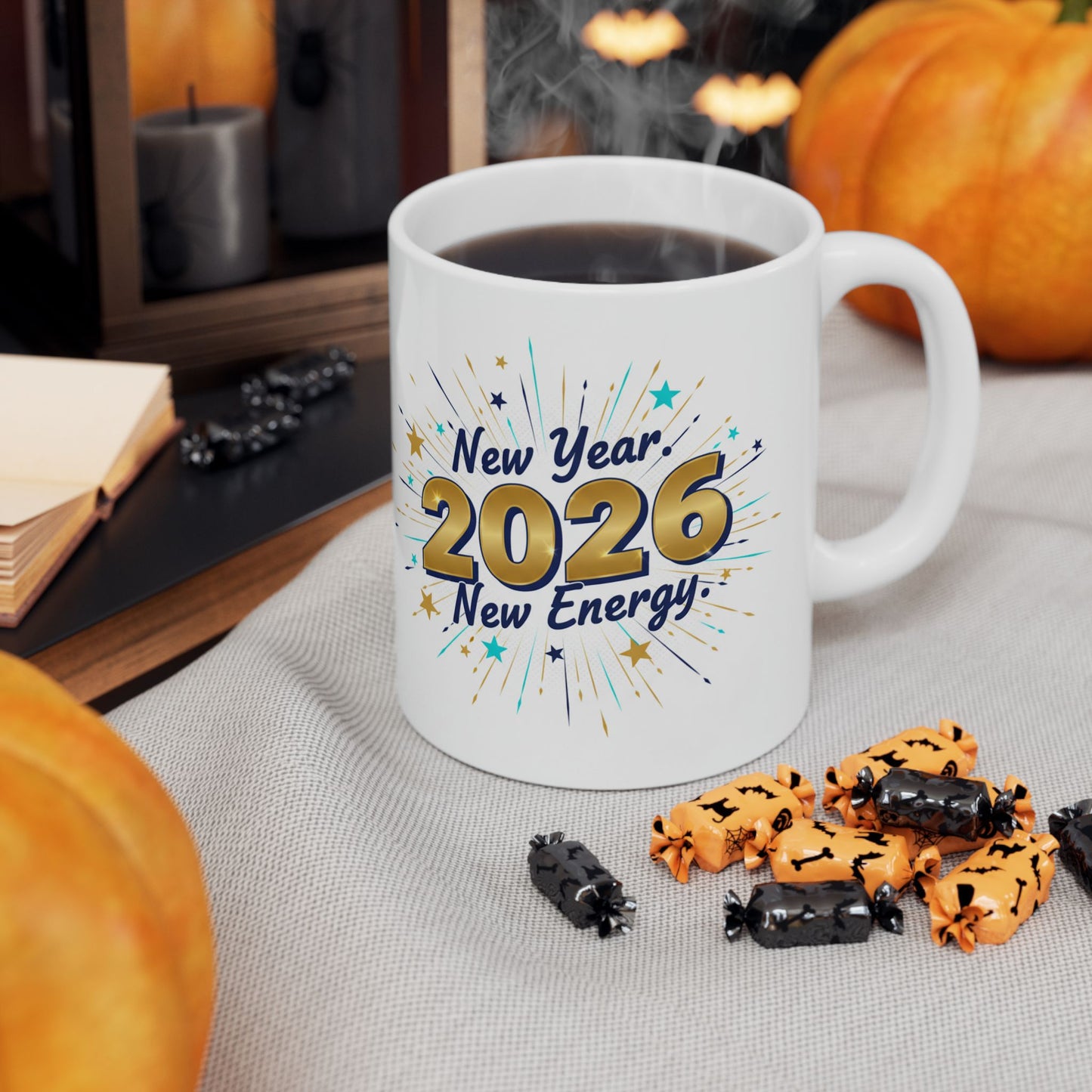 2026 New Year Celebration Ceramic Mug — "New Year, New Energy" (11oz & 15oz)