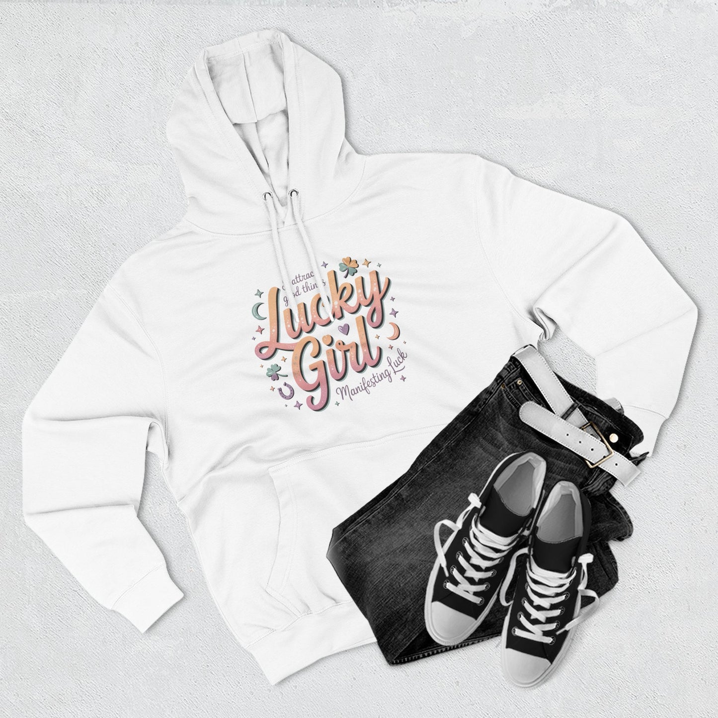 Lucky Girl Hoodie — Retro Script St. Patrick's Day Shamrock Sweatshirt
