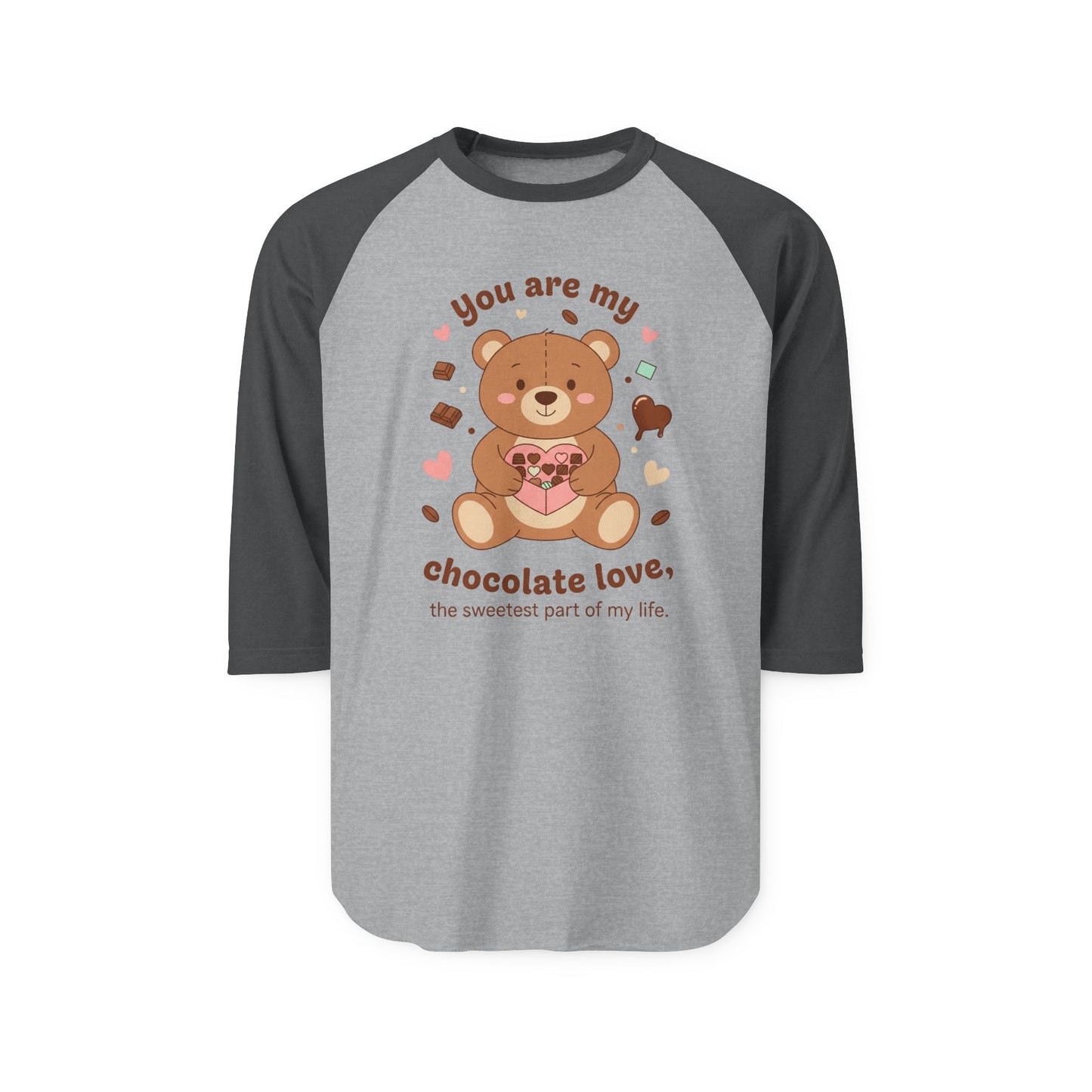 Bear Holding Heart Raglan Shirt – "You Are My Chocolate Love" Valentine's Tee