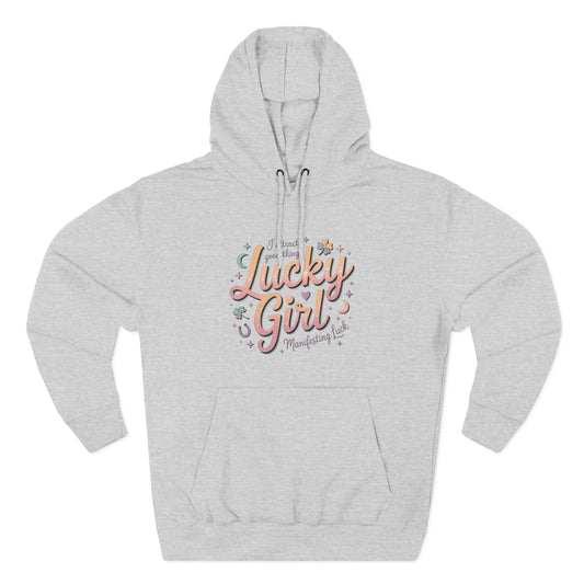 Lucky Girl Hoodie — Retro Script St. Patrick's Day Shamrock Sweatshirt