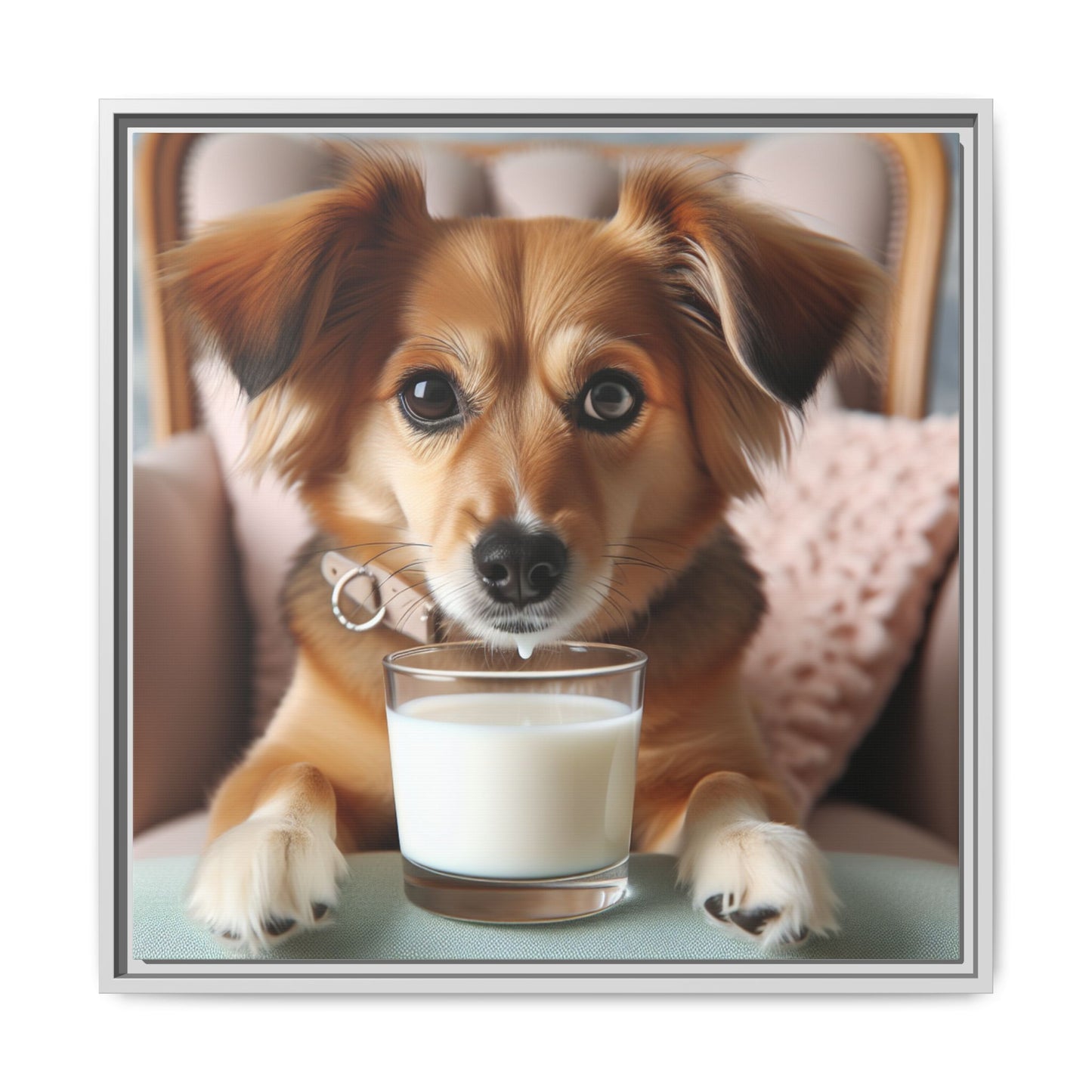 Framed Lion Matte Canvas Wall Art — Regal Gold Mane Portrait