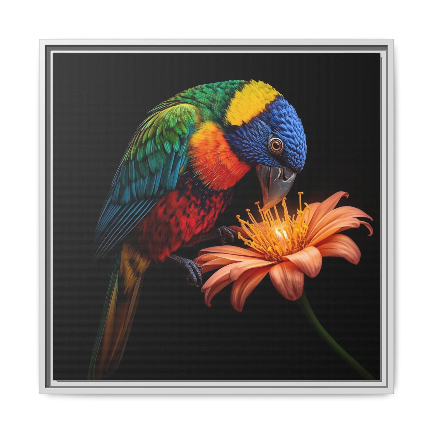 Matte Canvas Framed Art — "wonderful parrot Multi-Color"