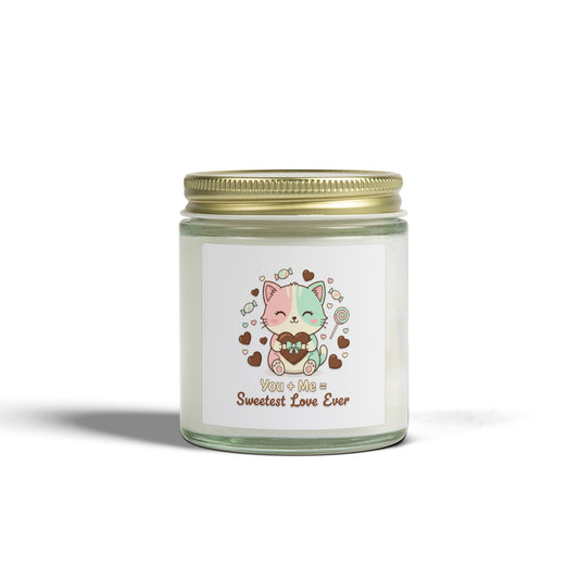 Coconut Apricot Scented Candle — "Sweetest Love Ever" Cute Cat Jar (4oz/9oz)