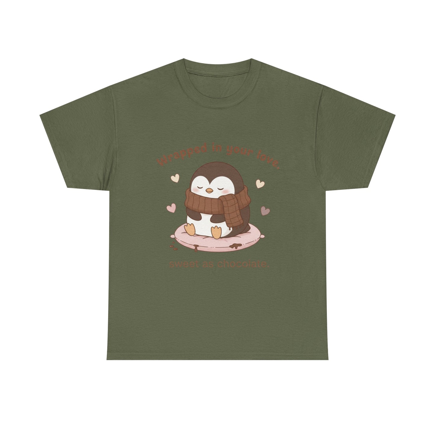 Penguin 'Wrapped in Your Love' Tee — Cute Valentine Chocolate Shirt