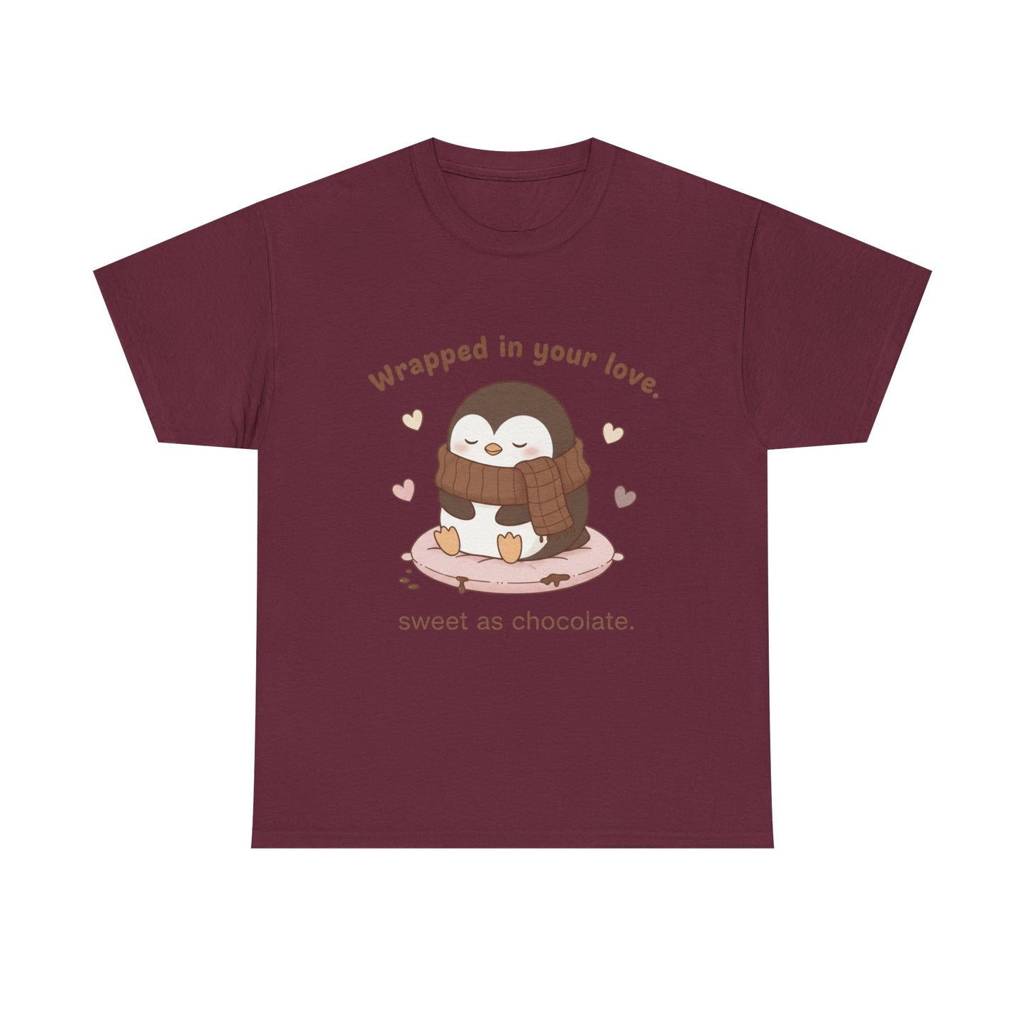 Penguin 'Wrapped in Your Love' Tee — Cute Valentine Chocolate Shirt
