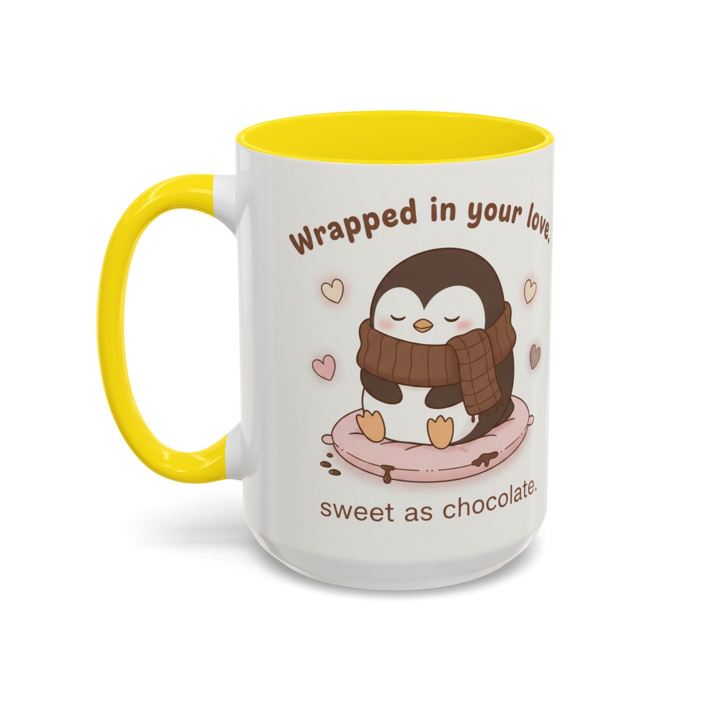 Penguin Wrapped in Your Love Accent Coffee Mug — Cute Romantic Penguin Gift (11/15 oz)
