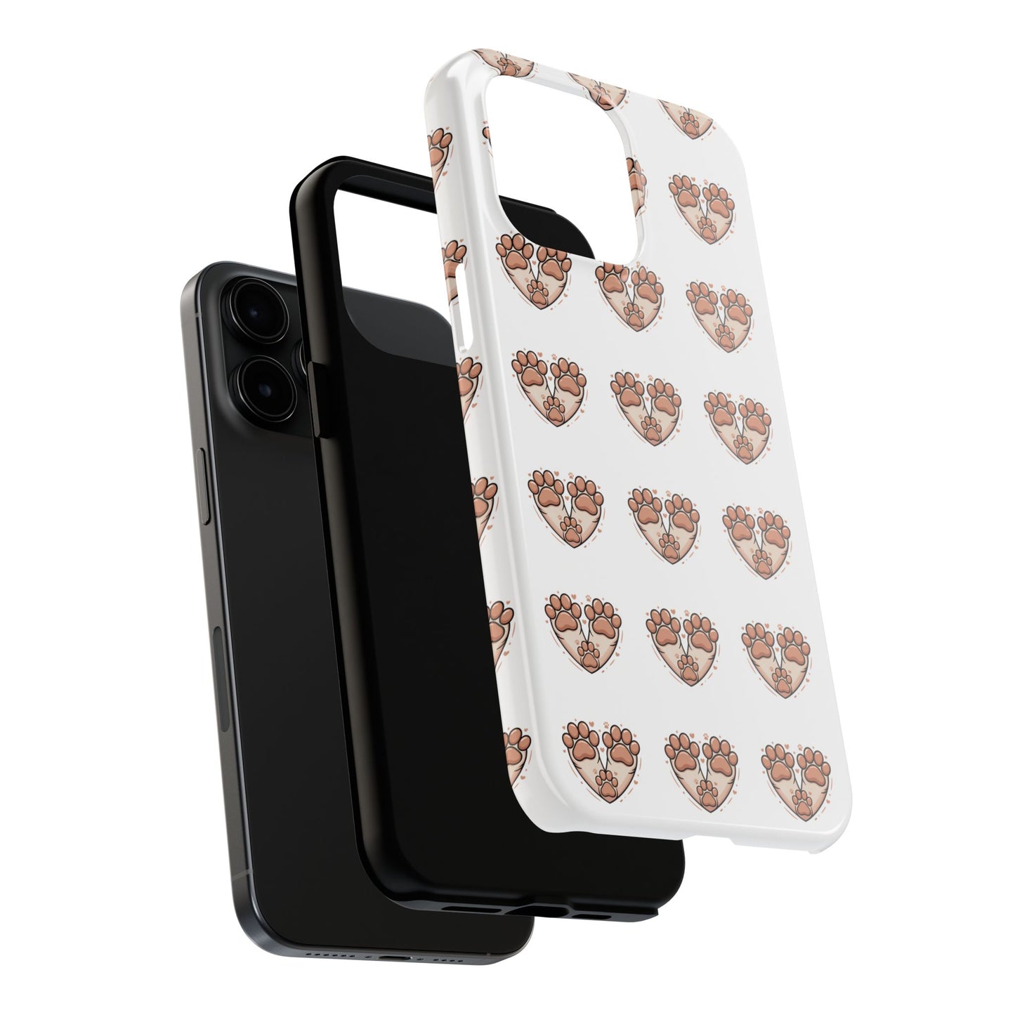 Paw Heart Tough Phone Case — Cute Cat & Dog Paw Print Pattern