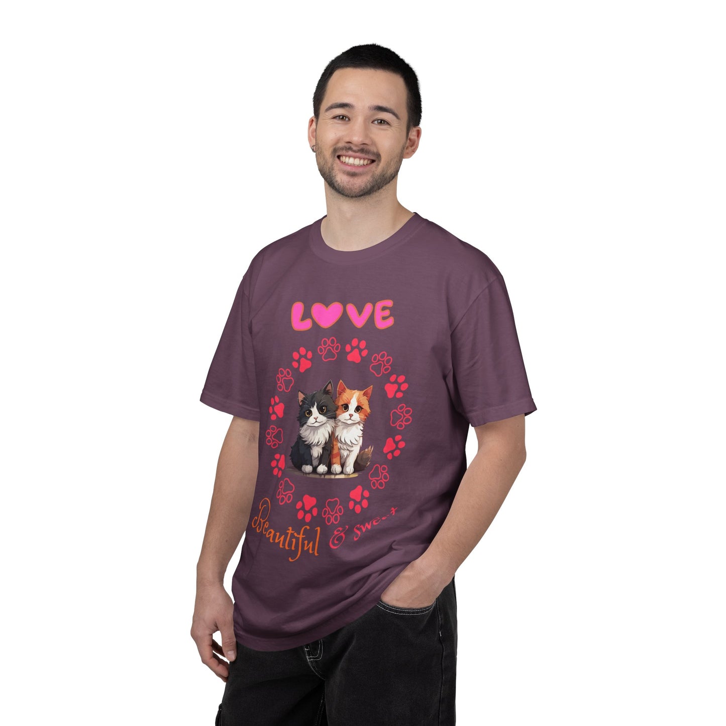 Love Kittens T-Shirt — "Beautiful & Sweet" Cat Paw Graphic Tee