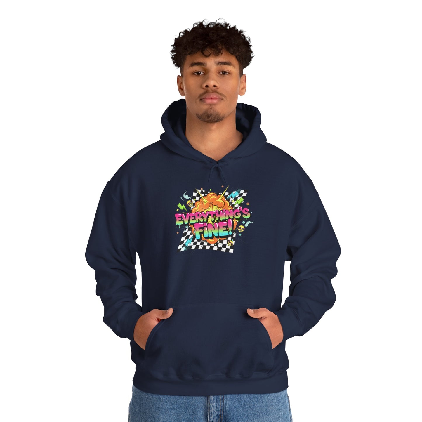 Crash Out Meltdown Graphic Hoodie | neon checkerboard, skate graffiti