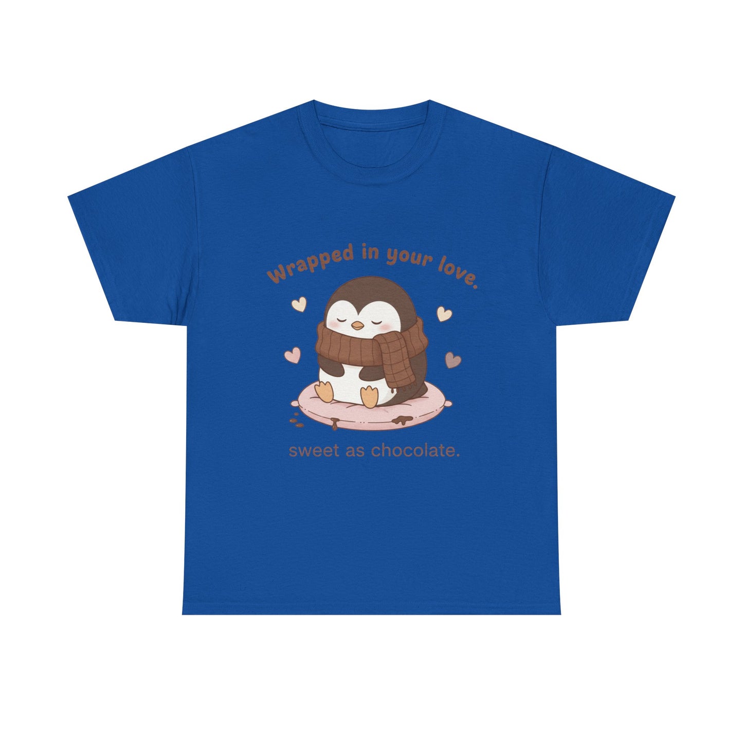 Penguin 'Wrapped in Your Love' Tee — Cute Valentine Chocolate Shirt