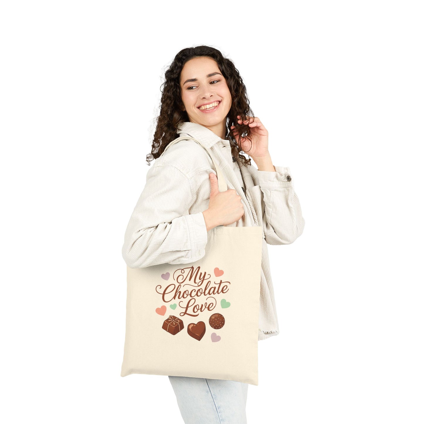 My Chocolate Love Tote, Retro Valentine Typography, 70s Bubble Font