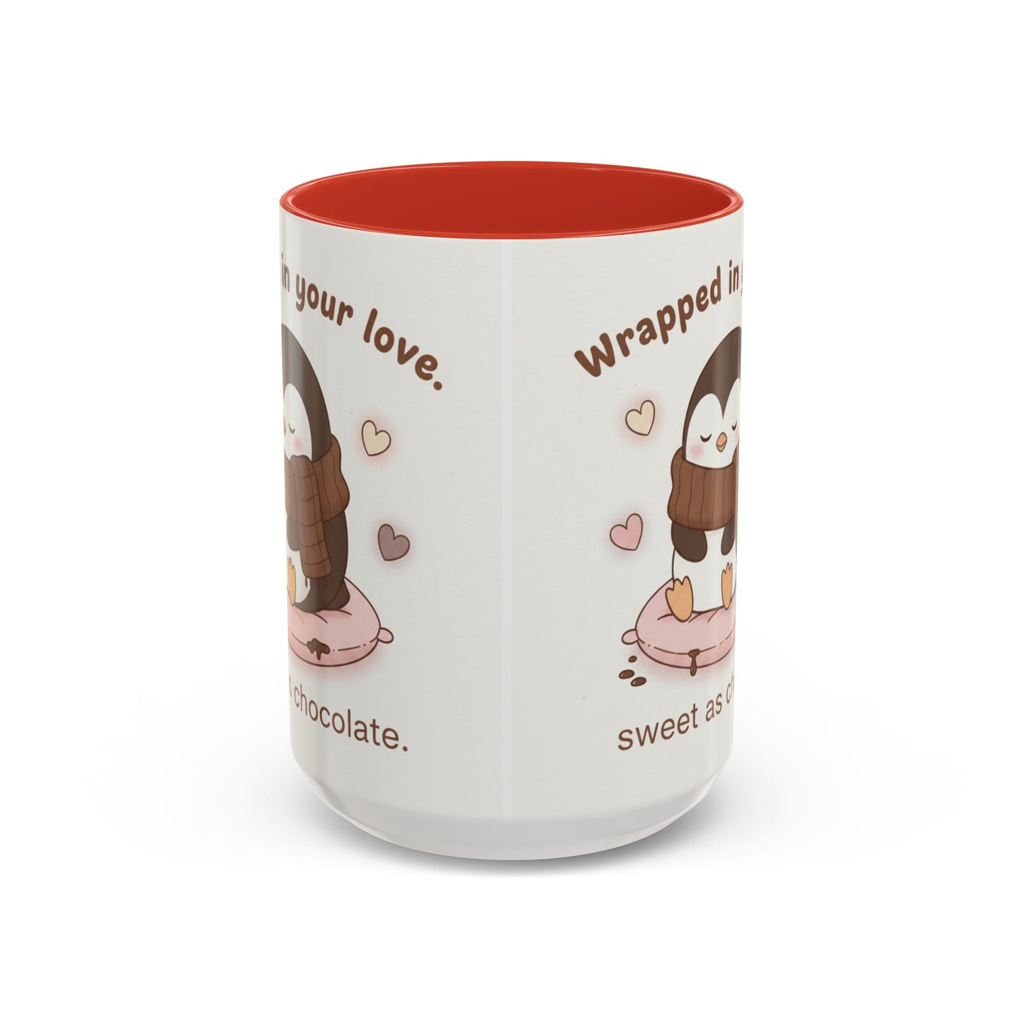 Penguin Wrapped in Your Love Accent Coffee Mug — Cute Romantic Penguin Gift (11/15 oz)