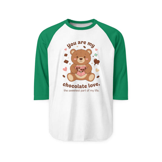 Bear Holding Heart Raglan Shirt – "You Are My Chocolate Love" Valentine's Tee