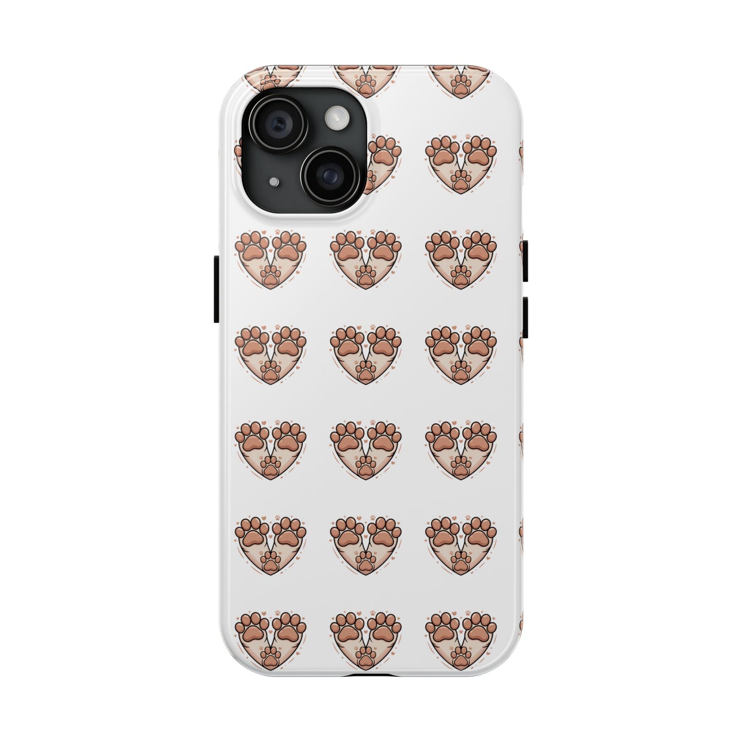 Paw Heart Tough Phone Case — Cute Cat & Dog Paw Print Pattern