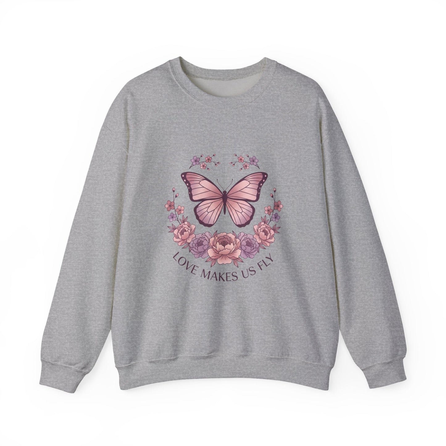 Love Makes Us Fly Butterfly & Flower Sweatshirt