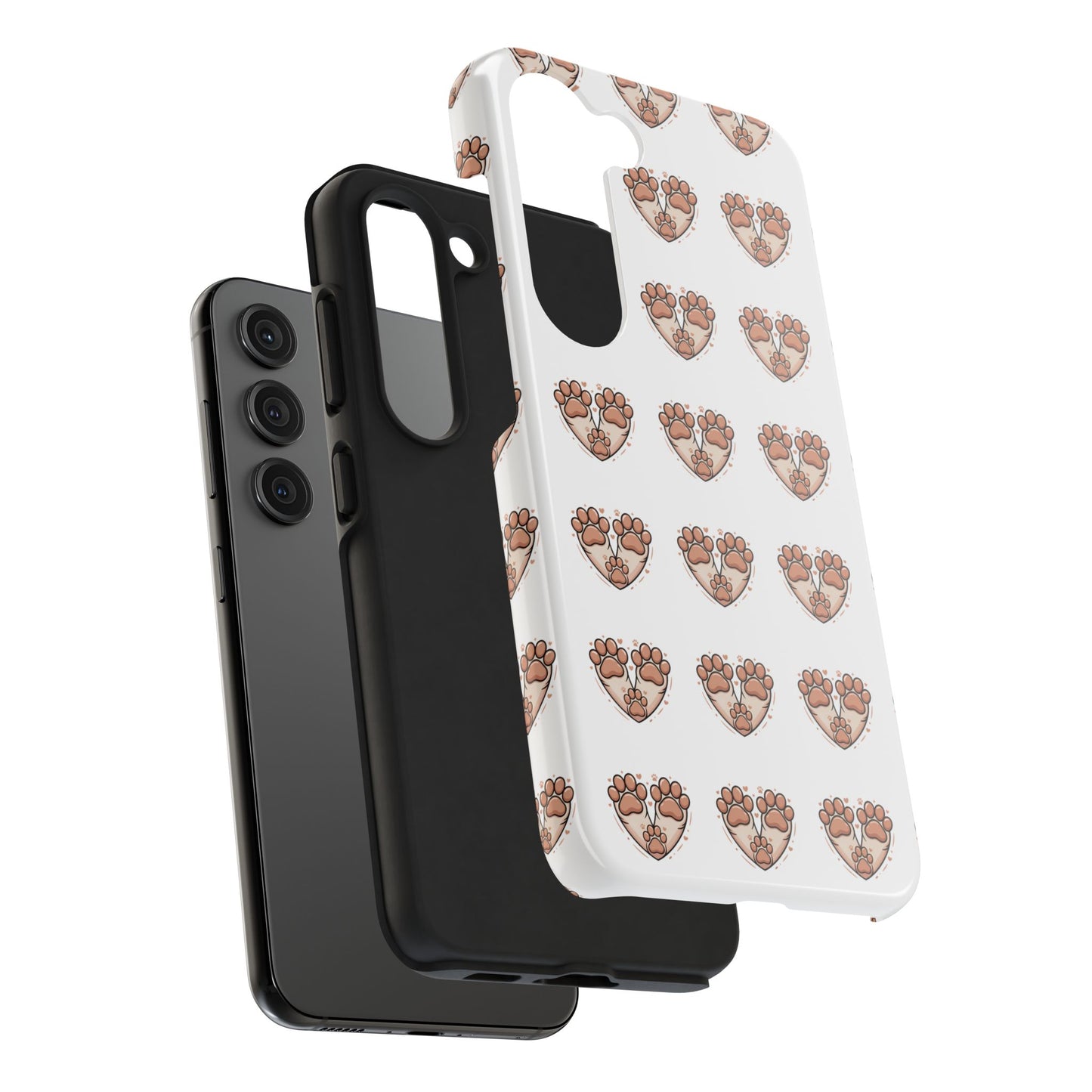 Paw Heart Tough Phone Case — Cute Cat & Dog Paw Print Pattern