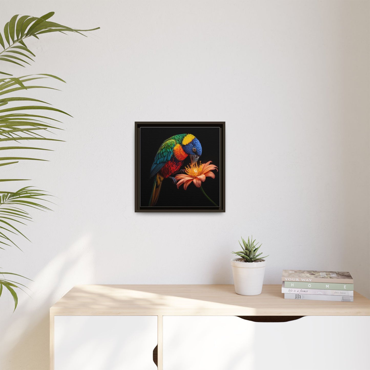 Matte Canvas Framed Art — "wonderful parrot Multi-Color"