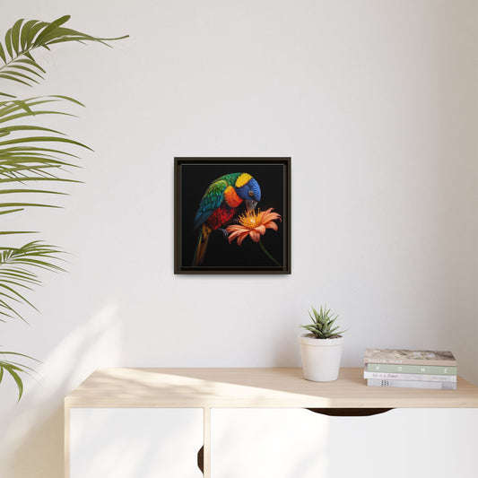 Matte Canvas Framed Art — "wonderful parrot Multi-Color"