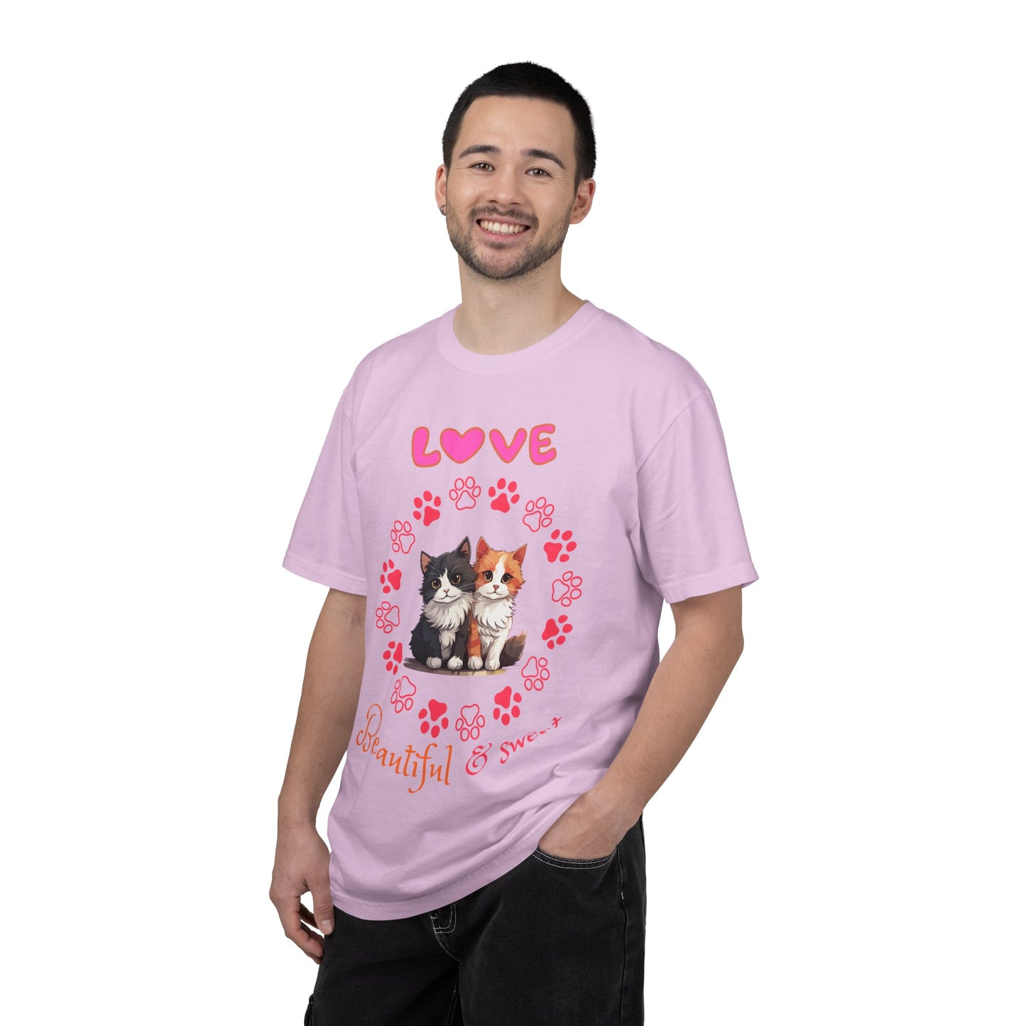 Love Kittens T-Shirt — "Beautiful & Sweet" Cat Paw Graphic Tee