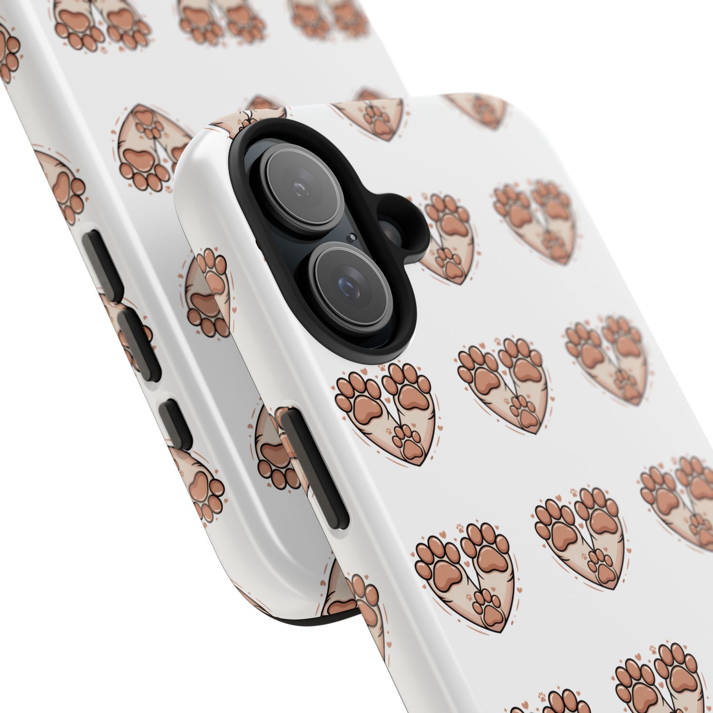 Paw Heart Tough Phone Case — Cute Cat & Dog Paw Print Pattern
