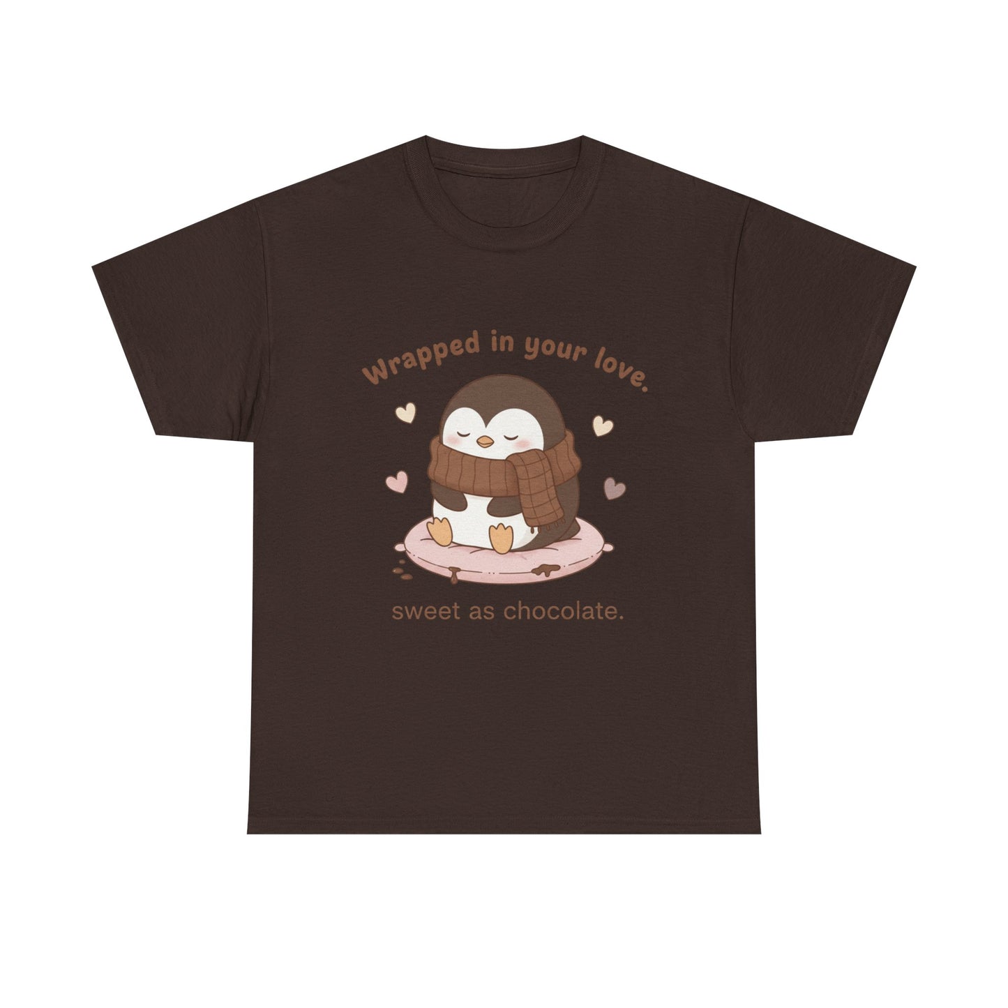Penguin 'Wrapped in Your Love' Tee — Cute Valentine Chocolate Shirt