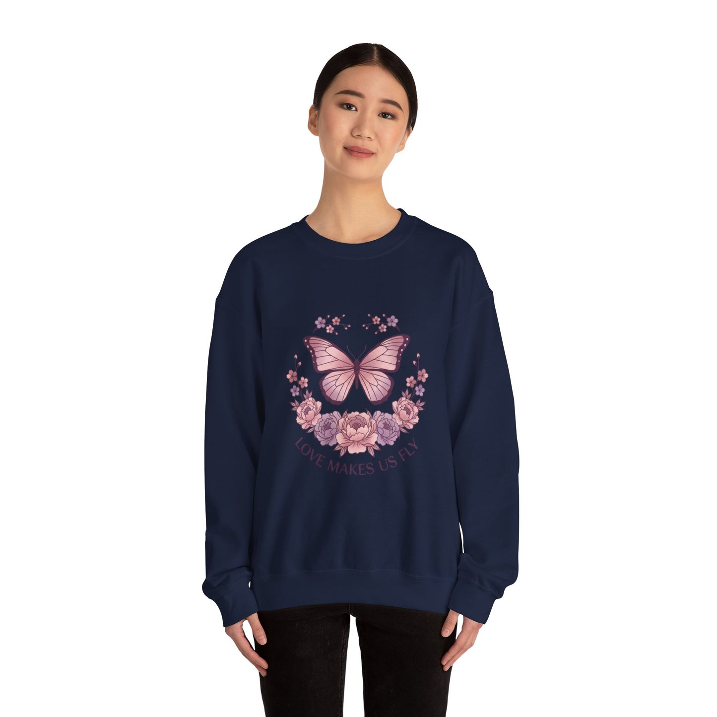 Love Makes Us Fly Butterfly & Flower Sweatshirt