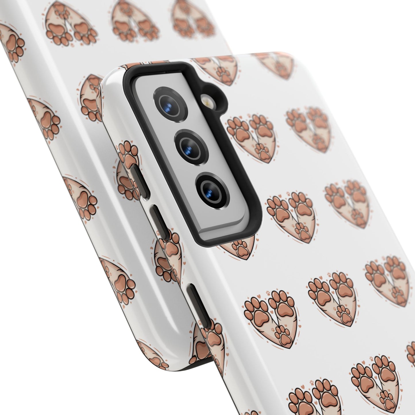 Paw Heart Tough Phone Case — Cute Cat & Dog Paw Print Pattern