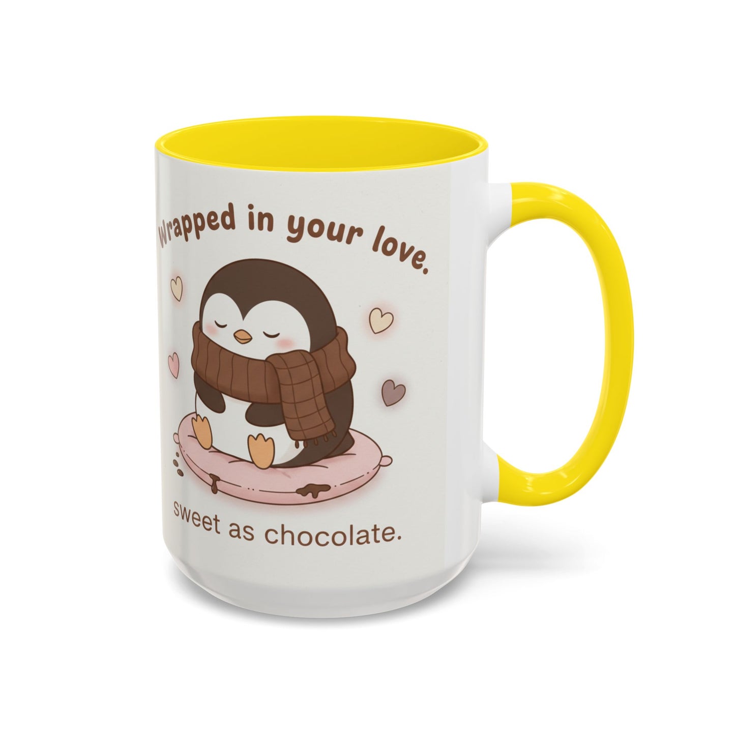 Penguin Wrapped in Your Love Accent Coffee Mug — Cute Romantic Penguin Gift (11/15 oz)