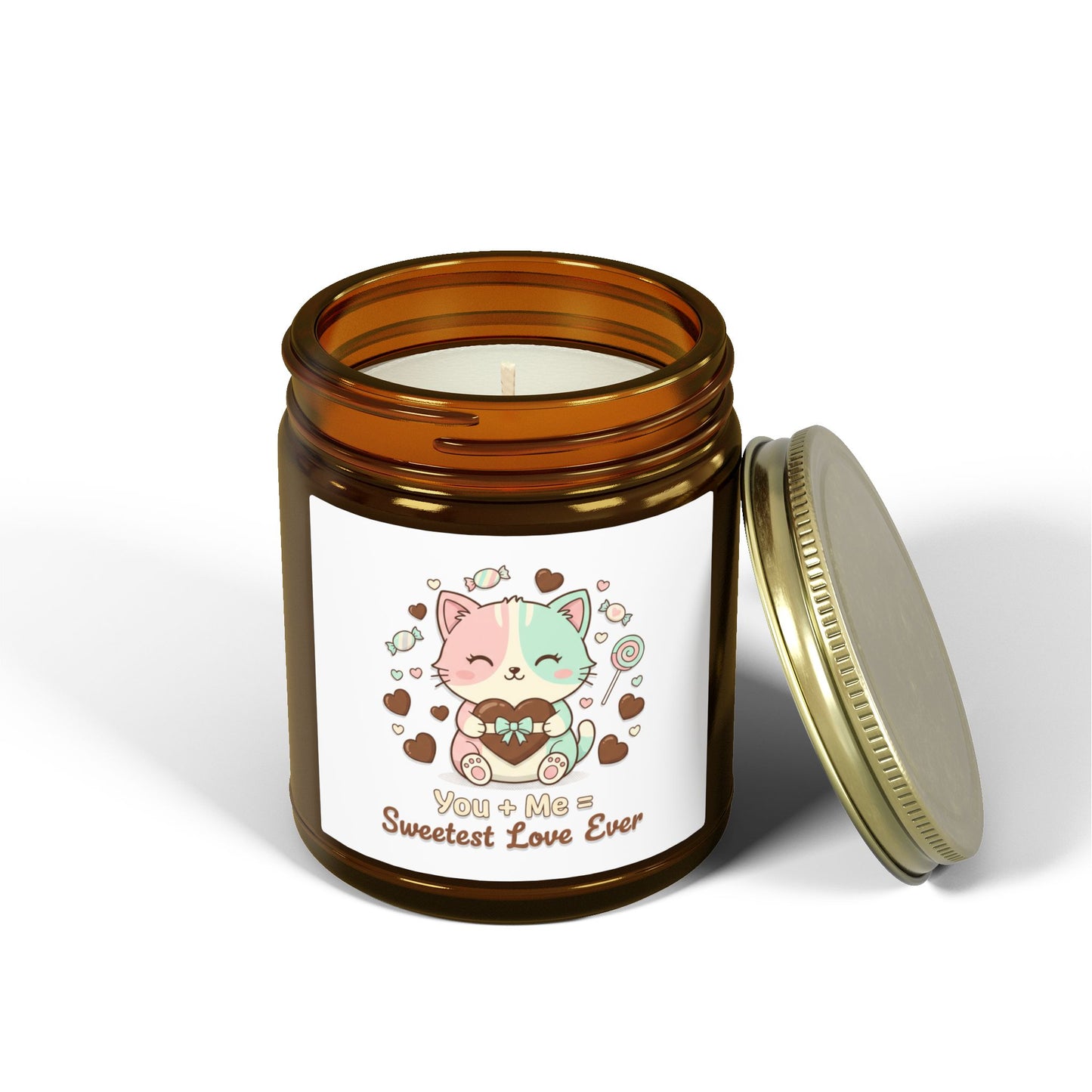 Coconut Apricot Scented Candle — "Sweetest Love Ever" Cute Cat Jar (4oz/9oz)
