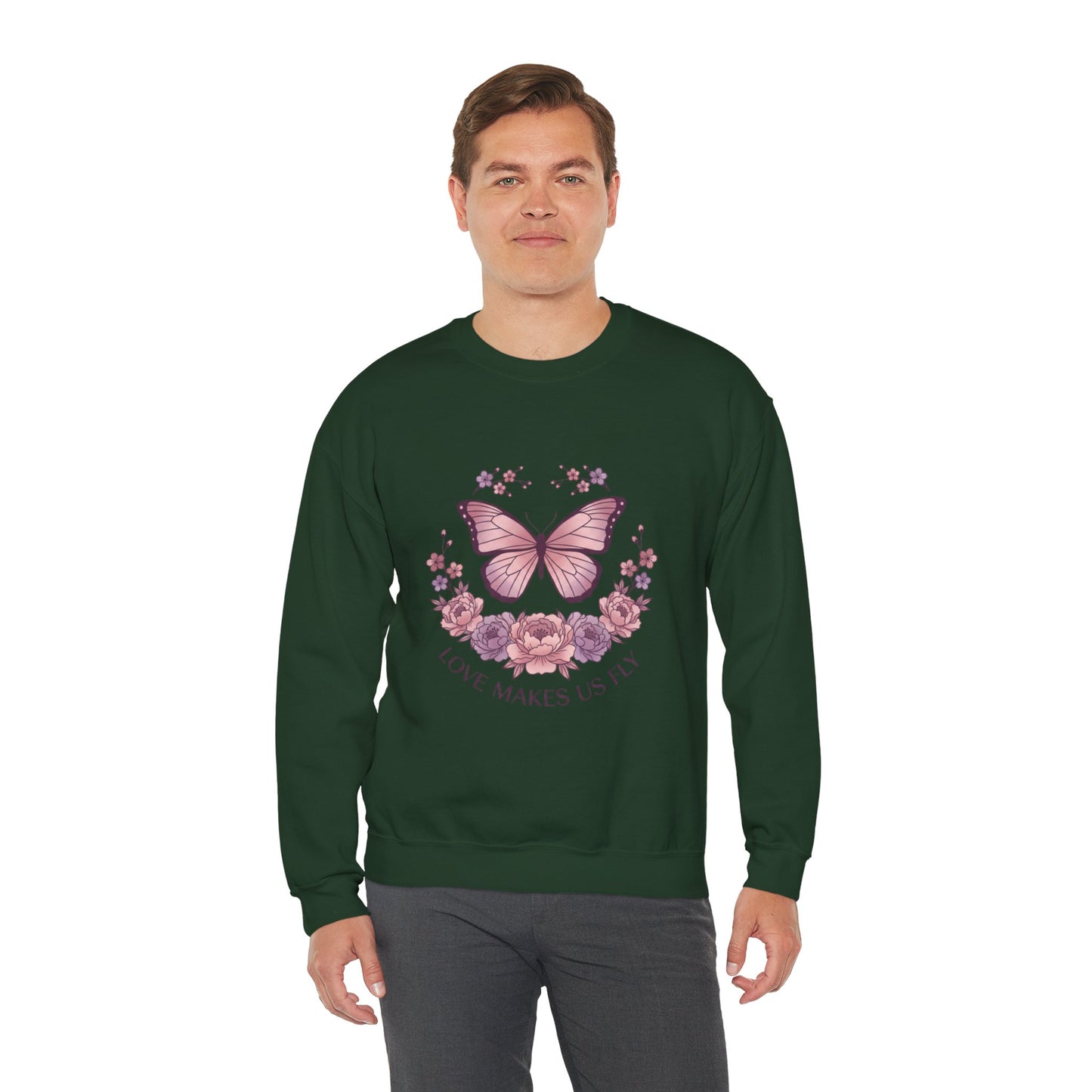 Love Makes Us Fly Butterfly & Flower Sweatshirt