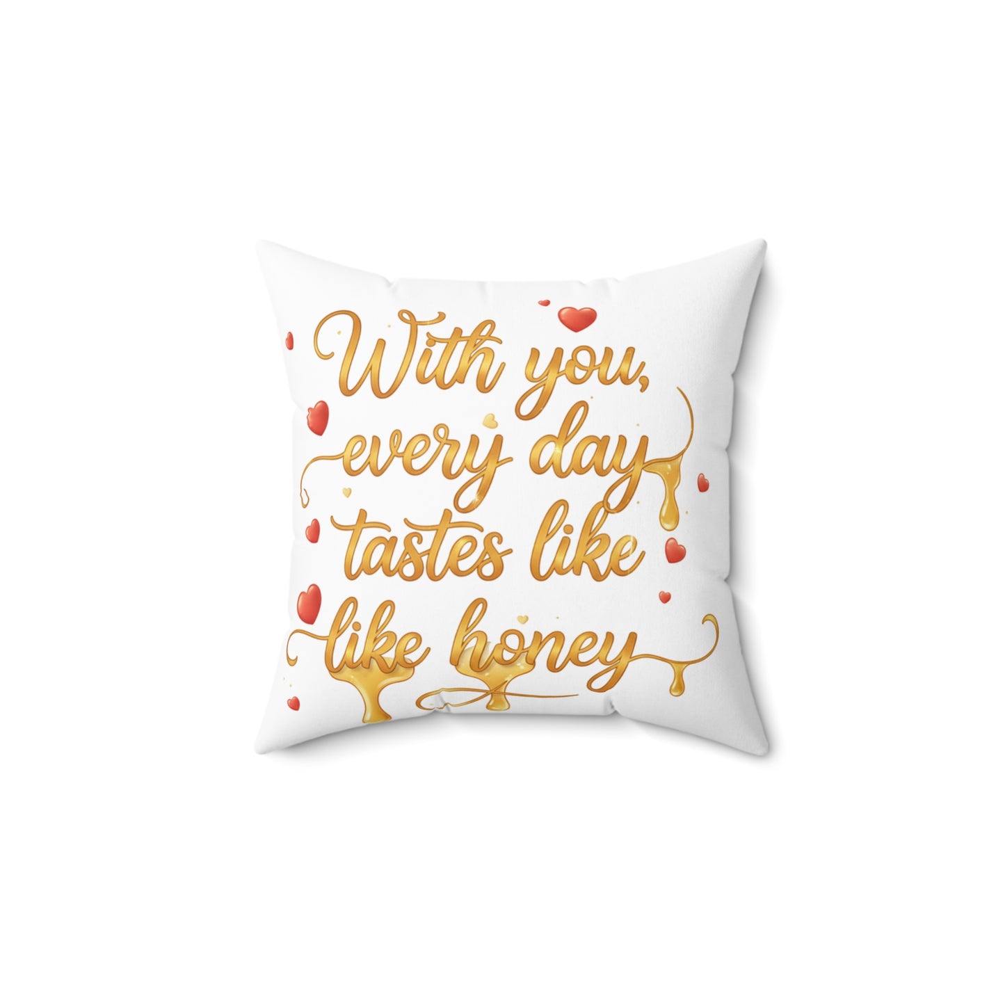 Valentine Honey Love Pillow — Romantic Square Throw Pillow for Couples