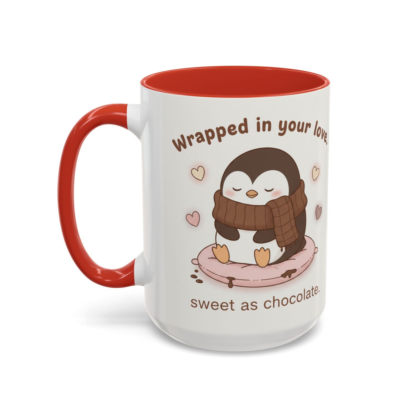 Penguin Wrapped in Your Love Accent Coffee Mug — Cute Romantic Penguin Gift (11/15 oz)