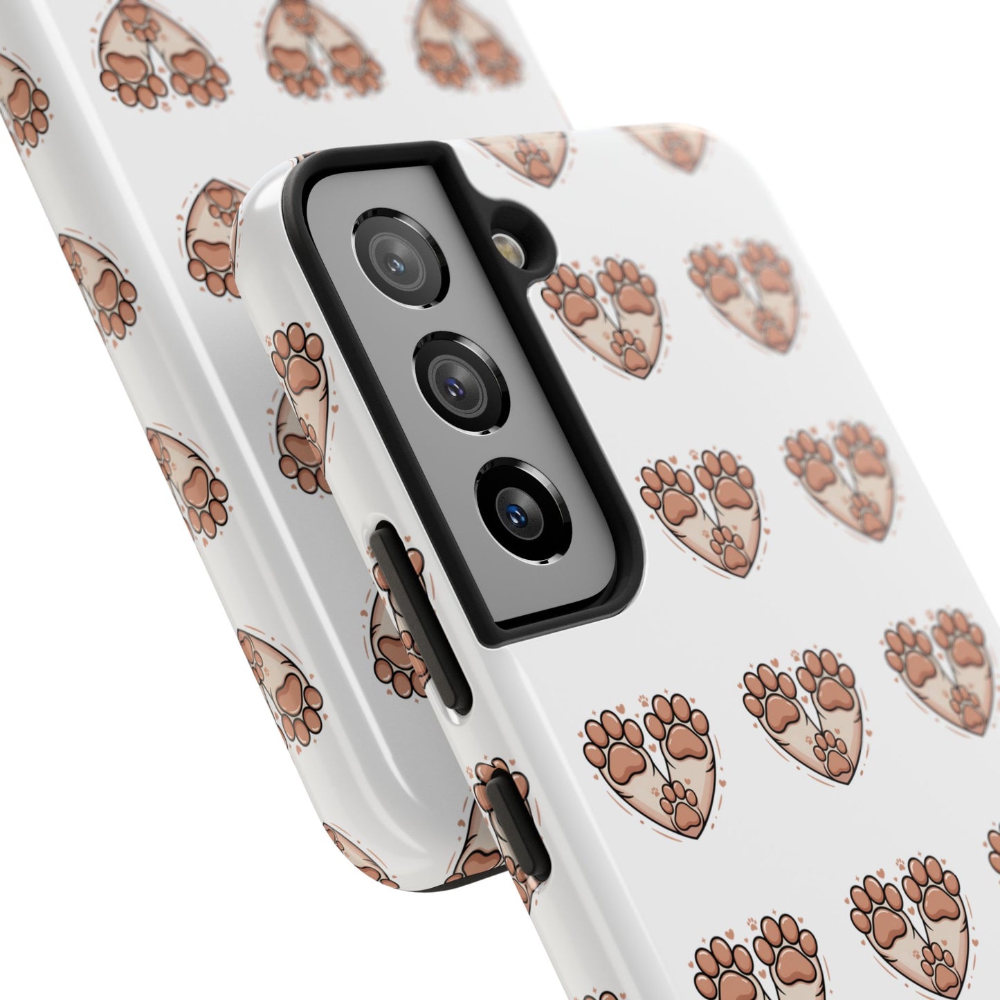 Paw Heart Tough Phone Case — Cute Cat & Dog Paw Print Pattern