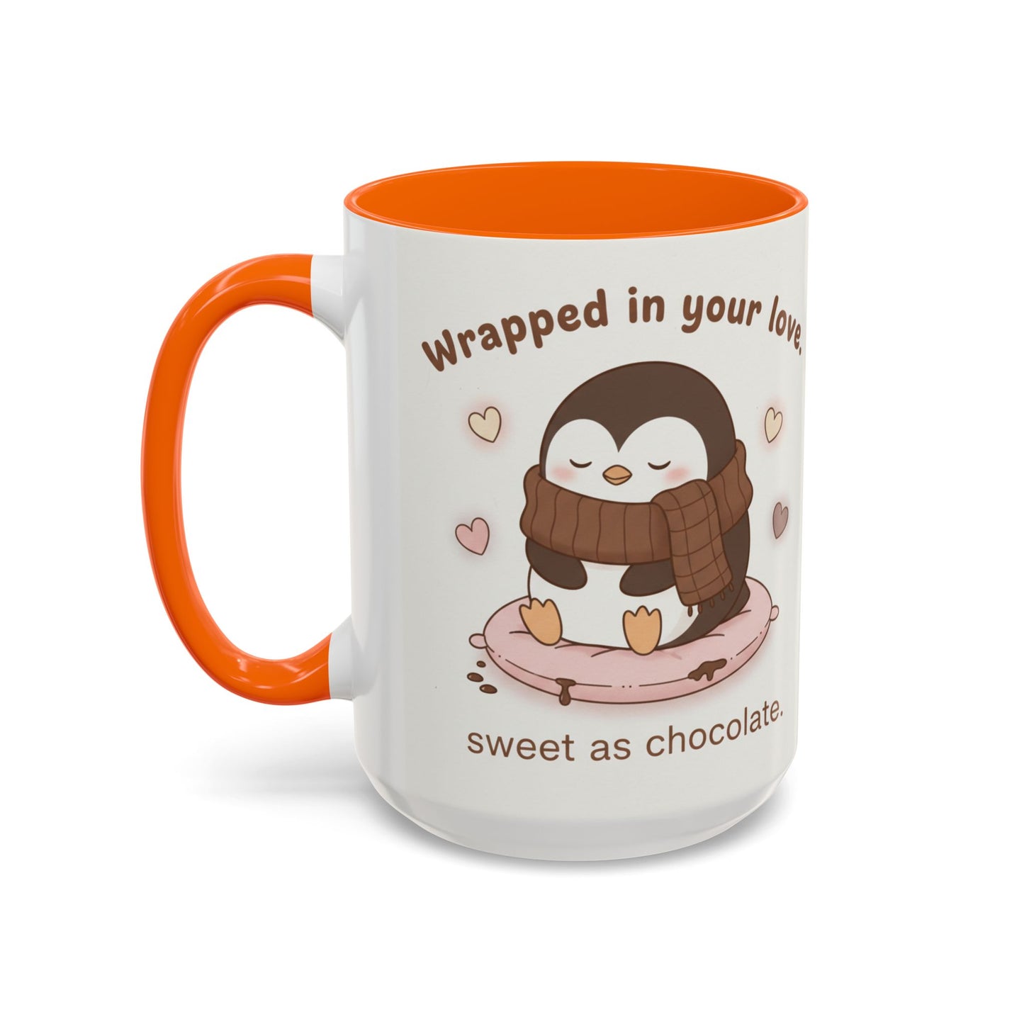 Penguin Wrapped in Your Love Accent Coffee Mug — Cute Romantic Penguin Gift (11/15 oz)