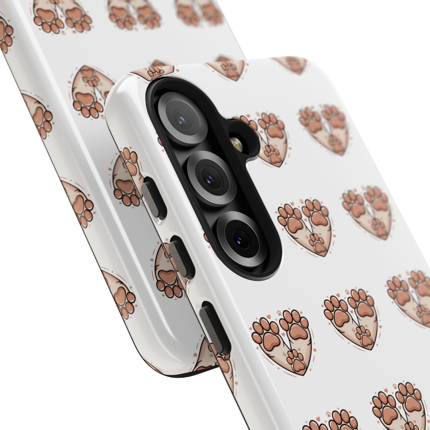 Paw Heart Tough Phone Case — Cute Cat & Dog Paw Print Pattern