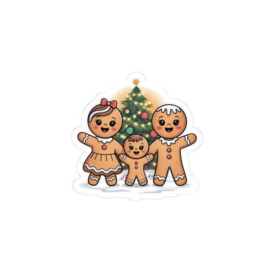 Gingerbread Family Sticker | Christmas Cute Holiday Sticker, Rounded Cute Illustration