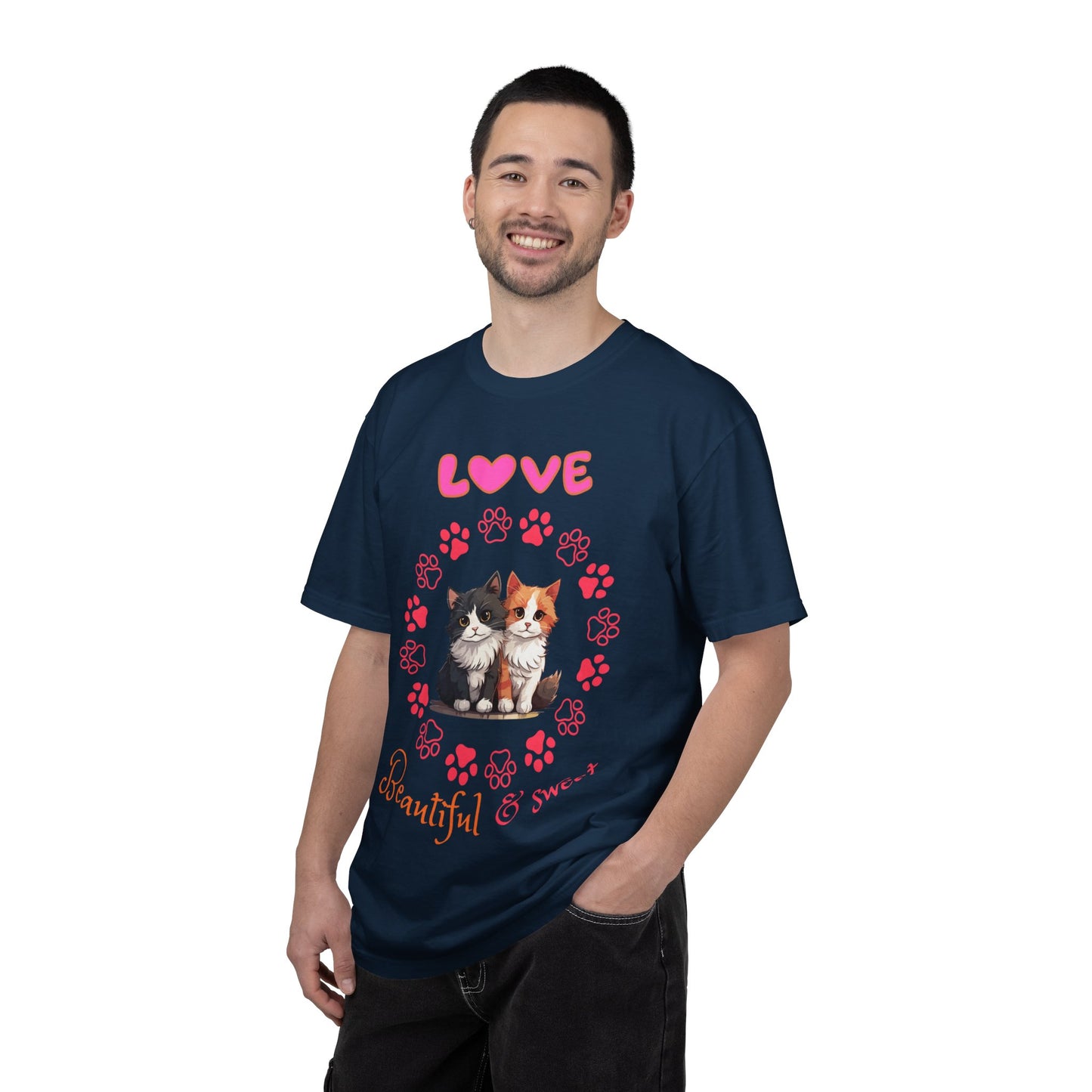 Love Kittens T-Shirt — "Beautiful & Sweet" Cat Paw Graphic Tee