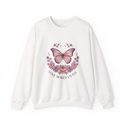 Love Makes Us Fly Butterfly & Flower Sweatshirt