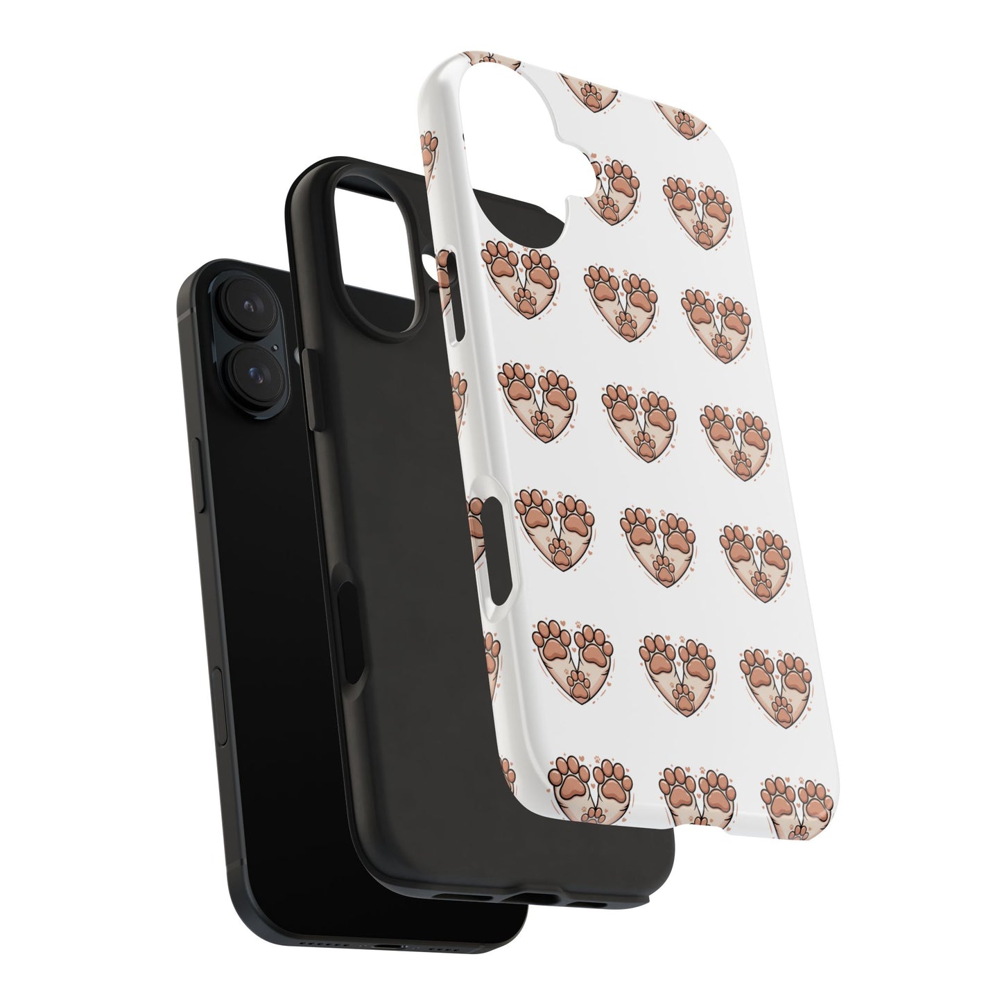 Paw Heart Tough Phone Case — Cute Cat & Dog Paw Print Pattern