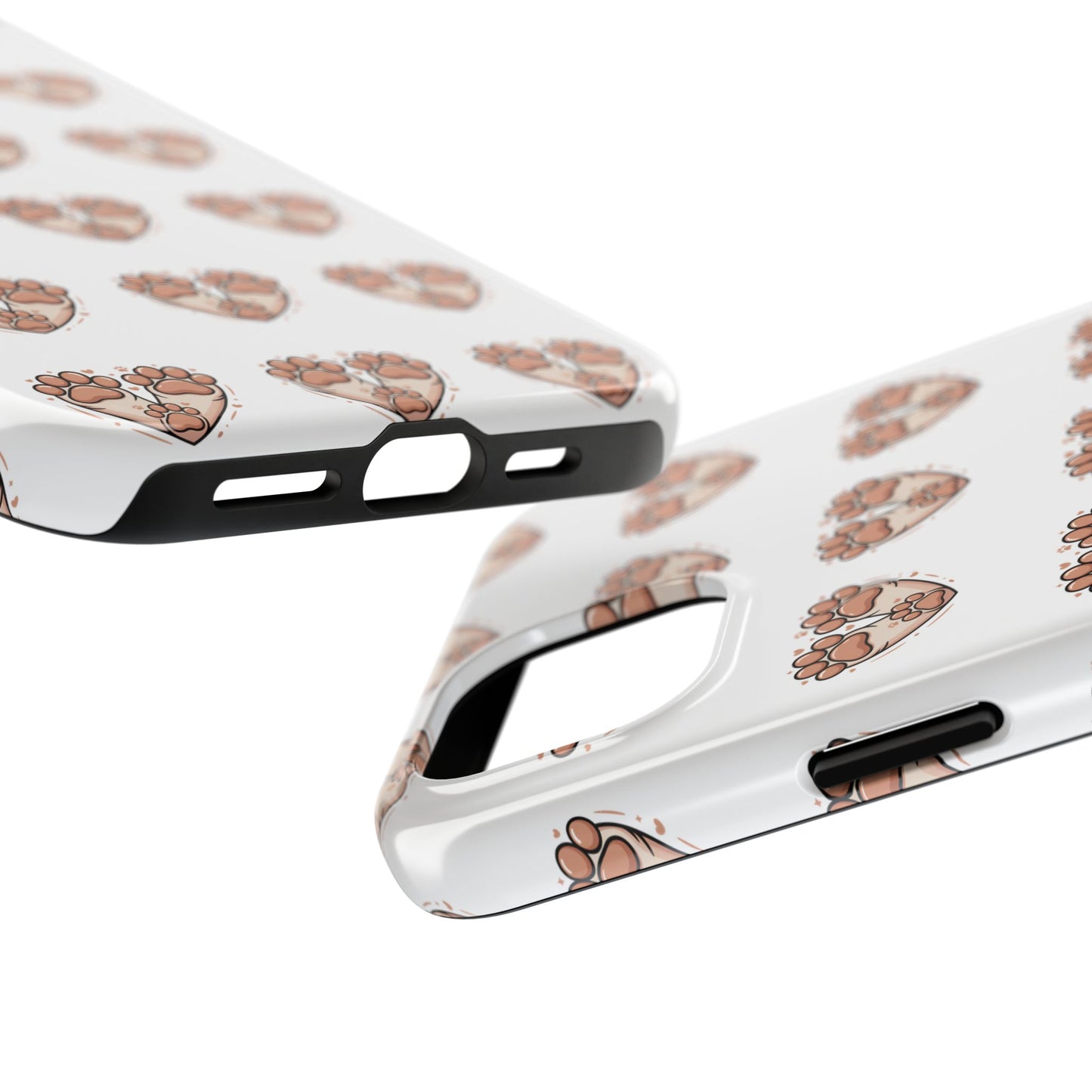 Paw Heart Tough Phone Case — Cute Cat & Dog Paw Print Pattern