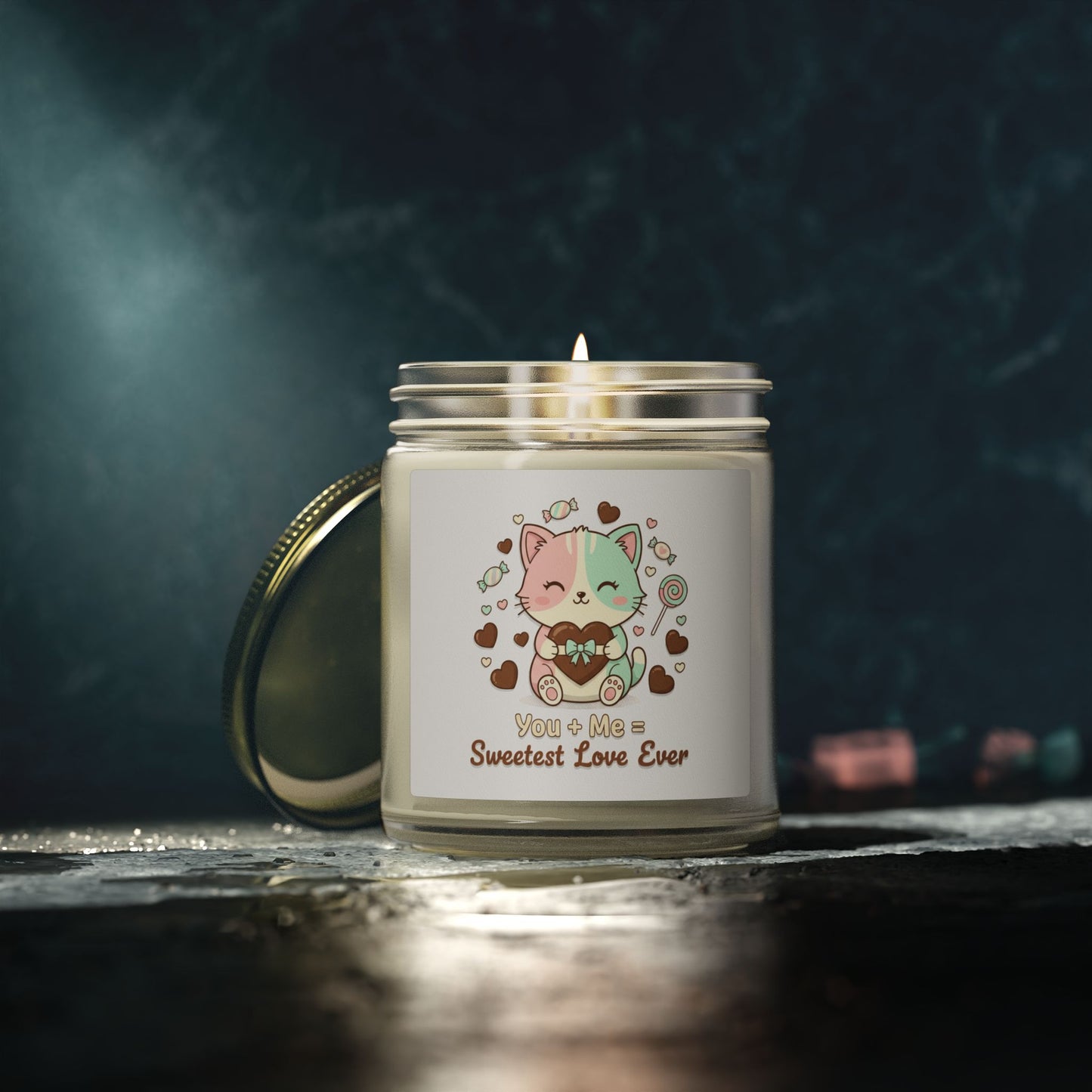 Coconut Apricot Scented Candle — "Sweetest Love Ever" Cute Cat Jar (4oz/9oz)