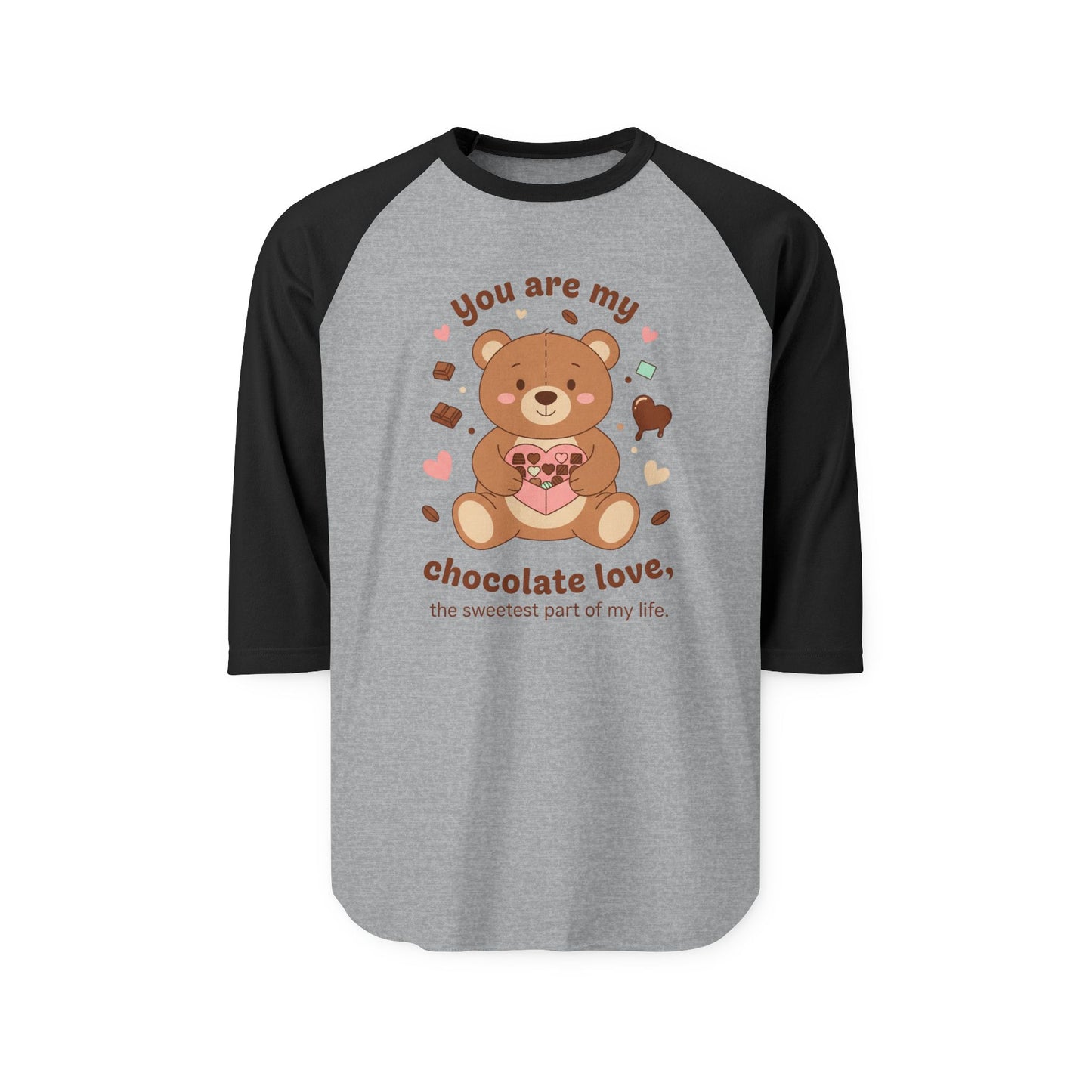 Bear Holding Heart Raglan Shirt – "You Are My Chocolate Love" Valentine's Tee