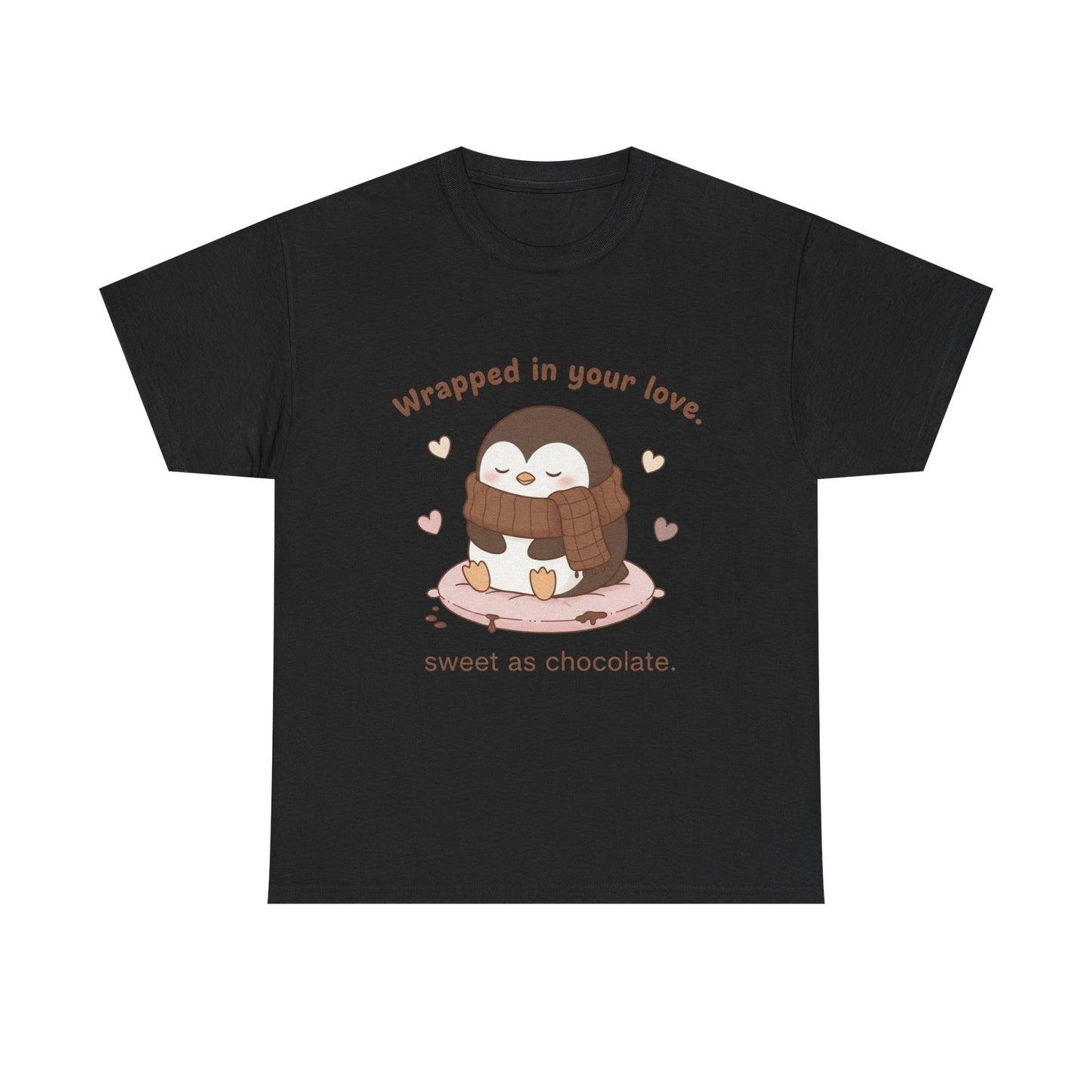 Penguin 'Wrapped in Your Love' Tee — Cute Valentine Chocolate Shirt