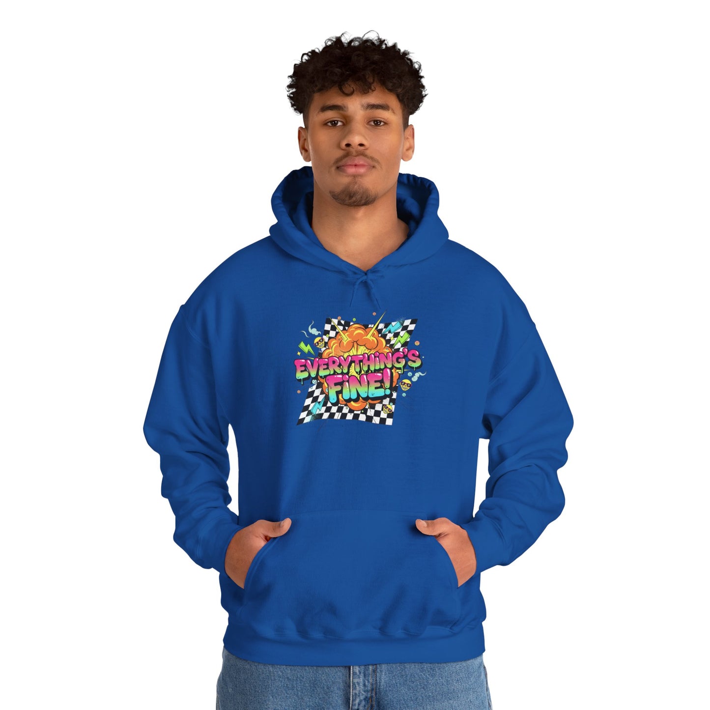 Crash Out Meltdown Graphic Hoodie | neon checkerboard, skate graffiti