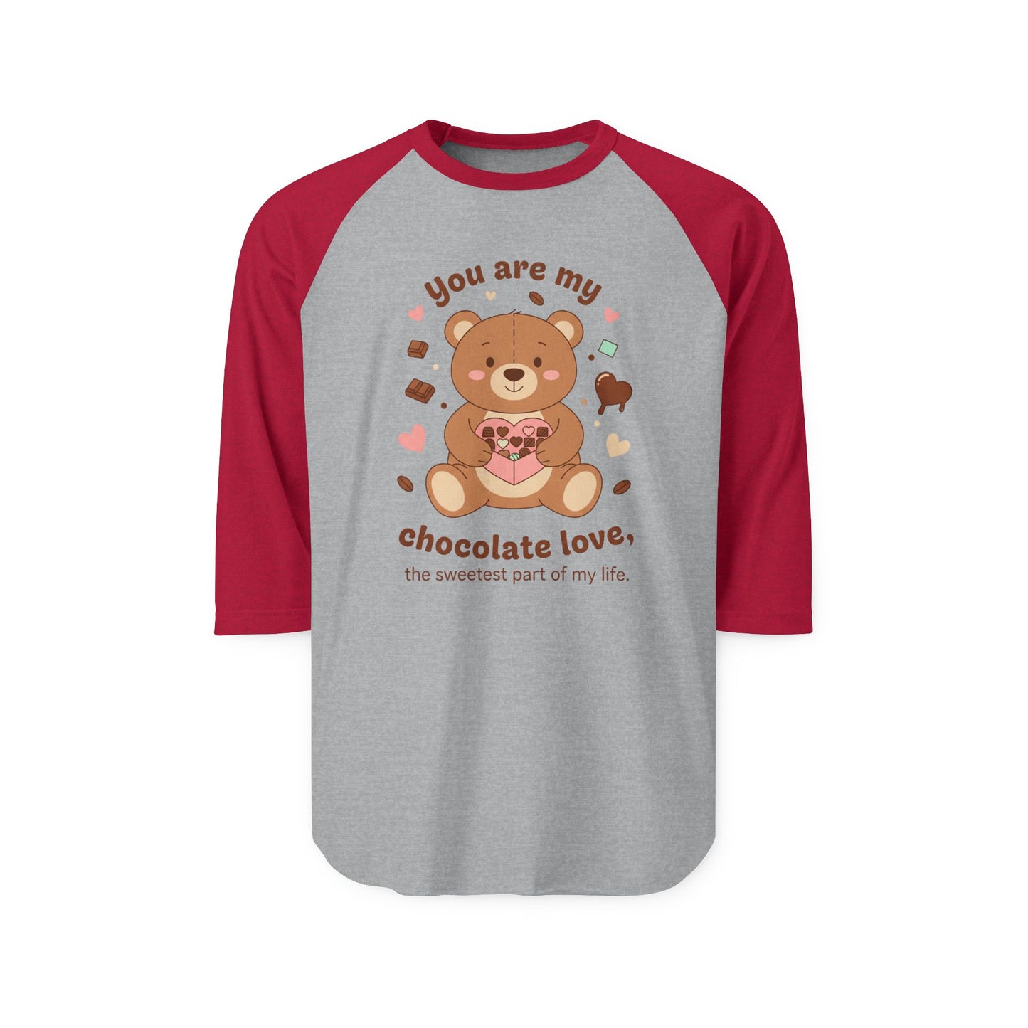 Bear Holding Heart Raglan Shirt – "You Are My Chocolate Love" Valentine's Tee