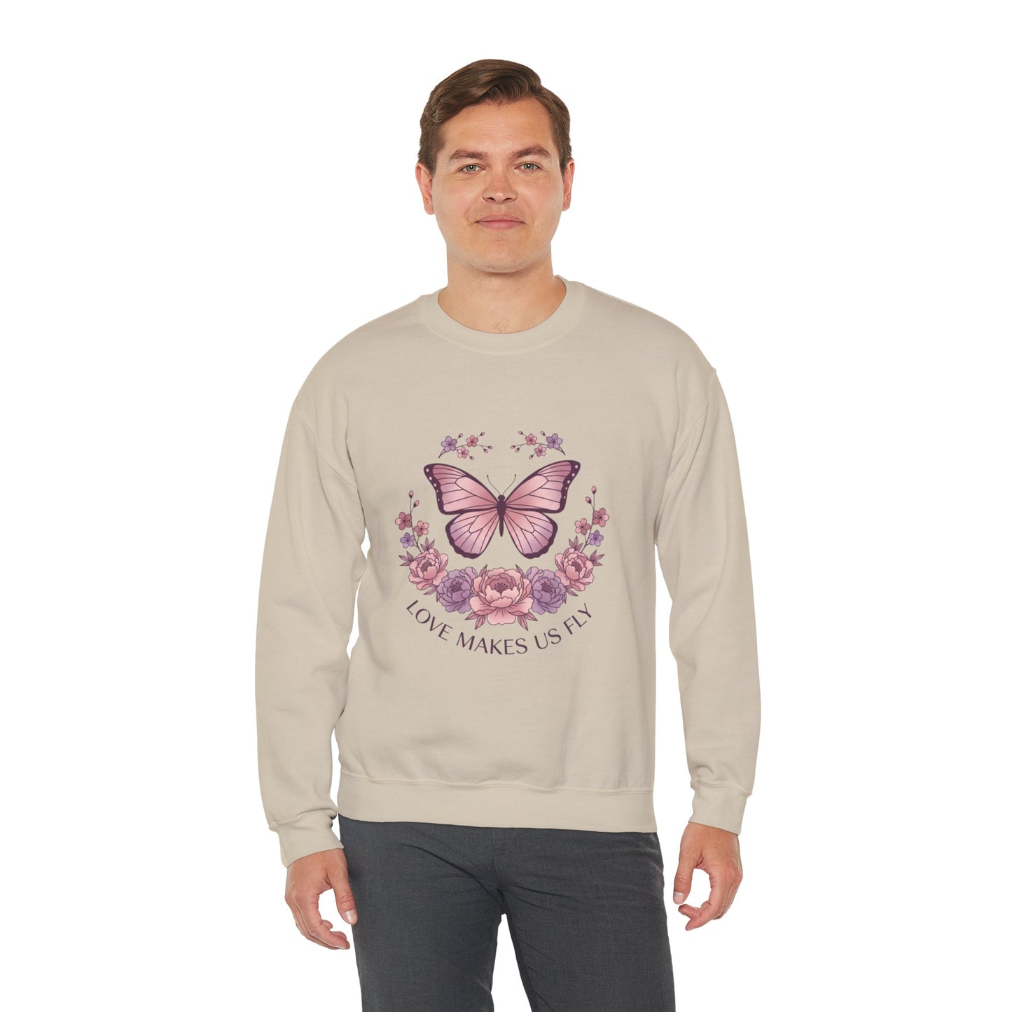 Love Makes Us Fly Butterfly & Flower Sweatshirt