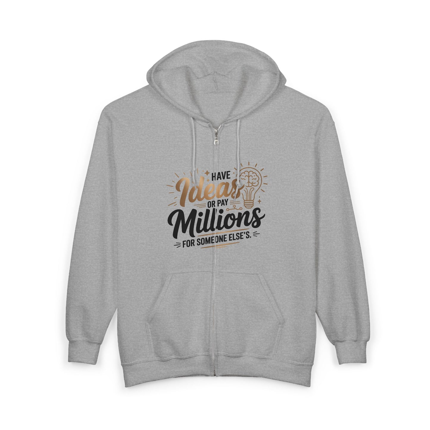 Ideas Lightbulb Zip Hoodie — Creative Spark Full-Zip Sweatshirt
