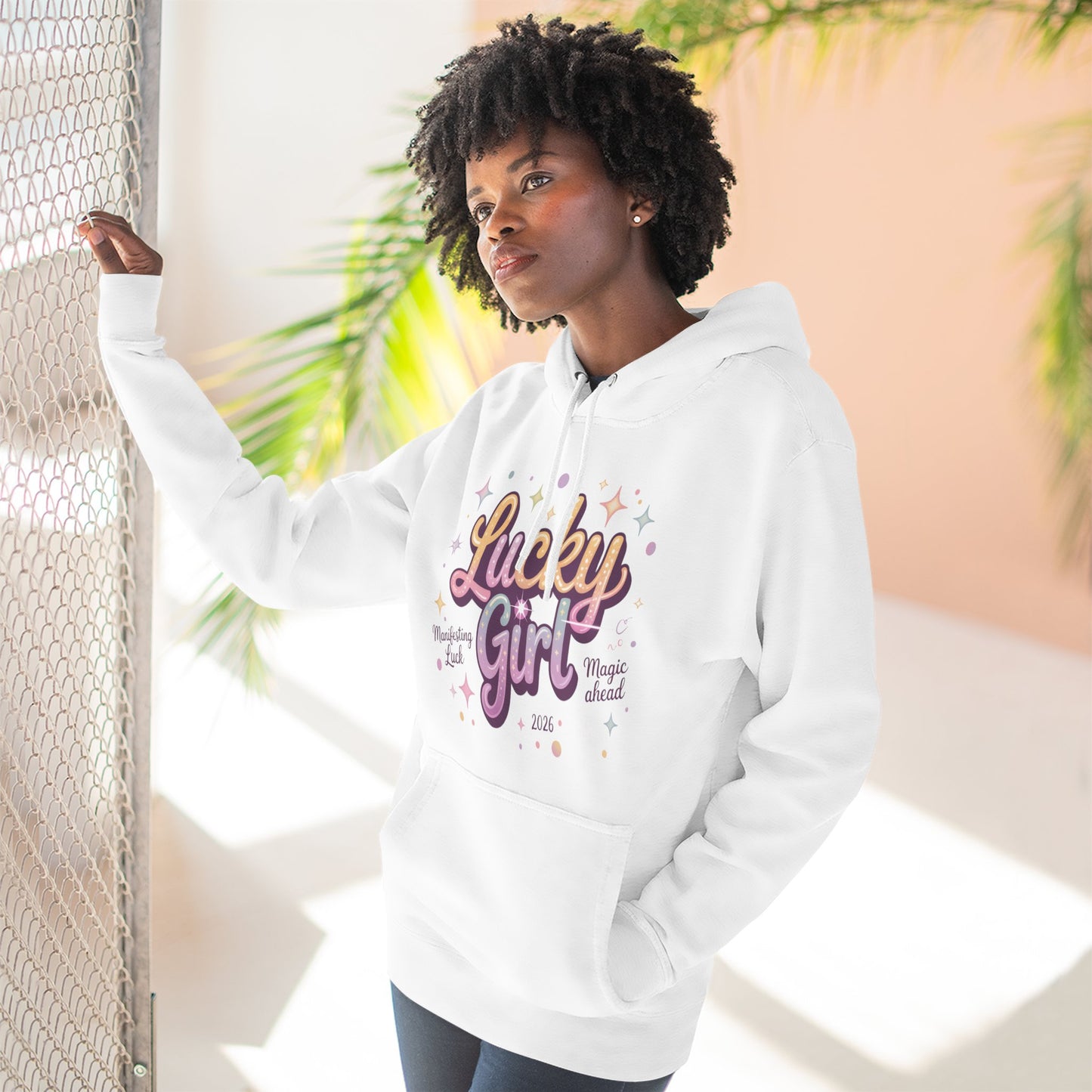 Lucky Girl Hoodie — Cute Pastel Graphic Pullover